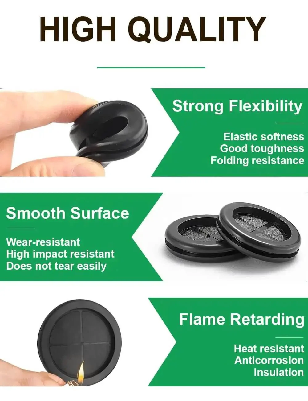 110 Pcs Rubber Grommets Kit With Six Sizes Five Sixteenths Inch Three Eighths Inch One Half Inch Five Eighths Inch Seven Eighths Inch And One Inch Waterproof Grommets For Sheet Metal Automotive Wires Cables And Electrical Boxes Desk Cable Management - Image 7