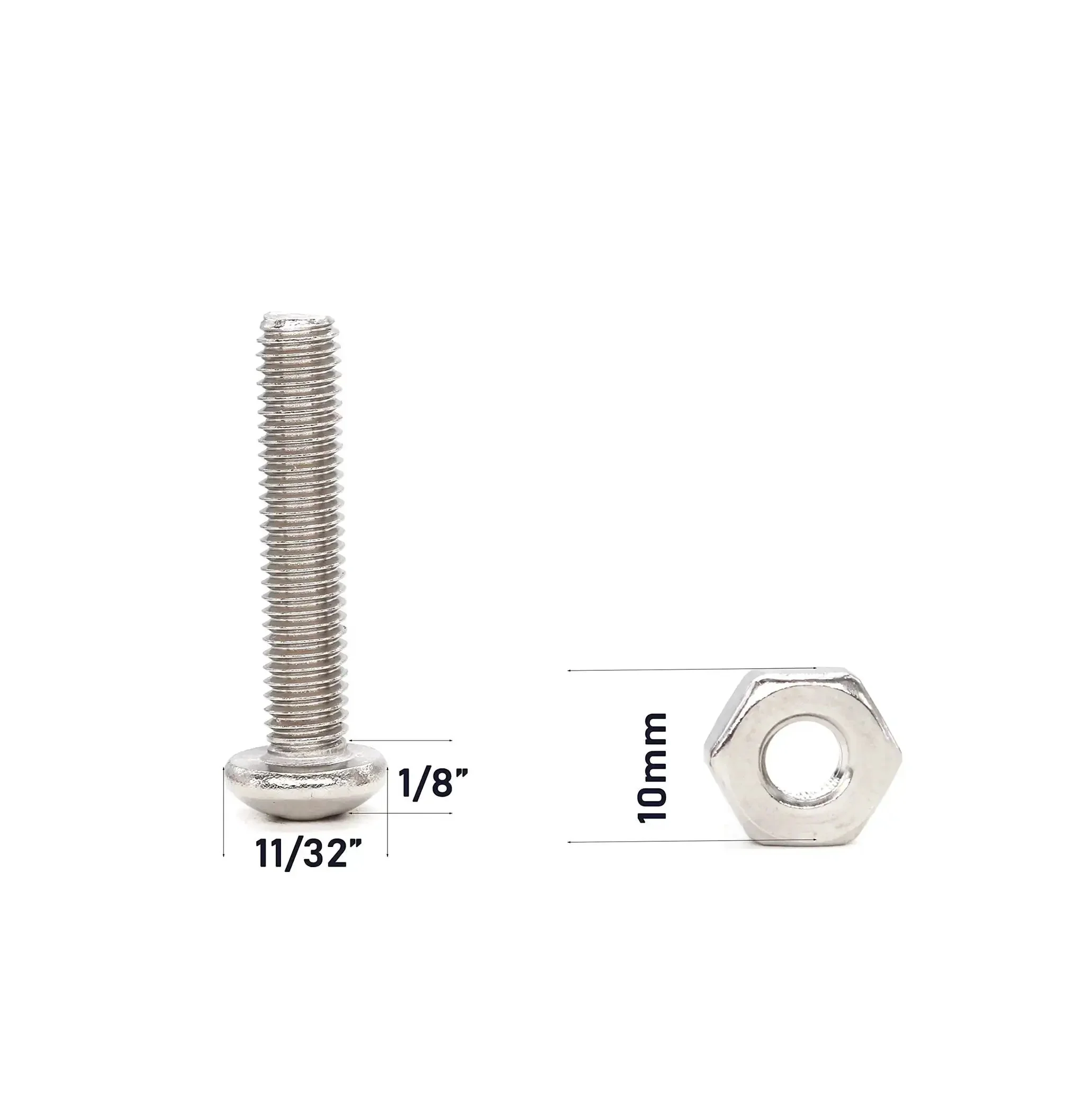 110 Piece 10 32 Pan Phillips Screws Hex Nuts Flat Washers Assortment Kit In 304 Stainless Steel With Durable Storage Box Includes One Quarter Inch Five Sixteenths Inch Three Eighths Inch Five Eighths Inch And One Inch Length Screws - Image 3