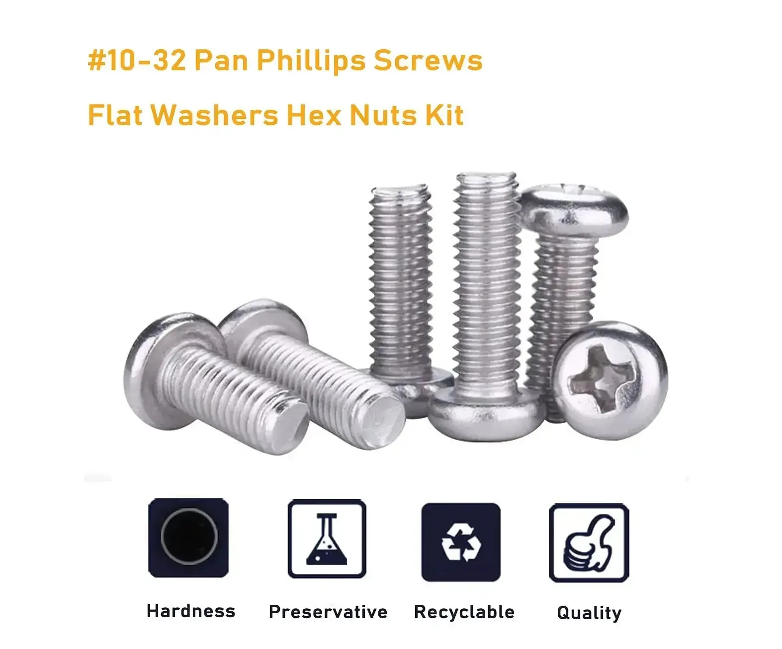 110 Piece 10 32 Pan Phillips Screws Hex Nuts Flat Washers Assortment Kit In 304 Stainless Steel With Durable Storage Box Includes One Quarter Inch Five Sixteenths Inch Three Eighths Inch Five Eighths Inch And One Inch Length Screws - Image 4