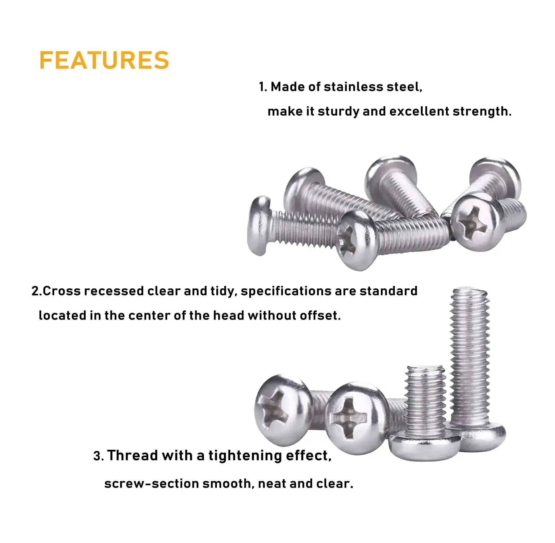 110 Piece 10 32 Pan Phillips Screws Hex Nuts Flat Washers Assortment Kit In 304 Stainless Steel With Durable Storage Box Includes One Quarter Inch Five Sixteenths Inch Three Eighths Inch Five Eighths Inch And One Inch Length Screws - Image 5