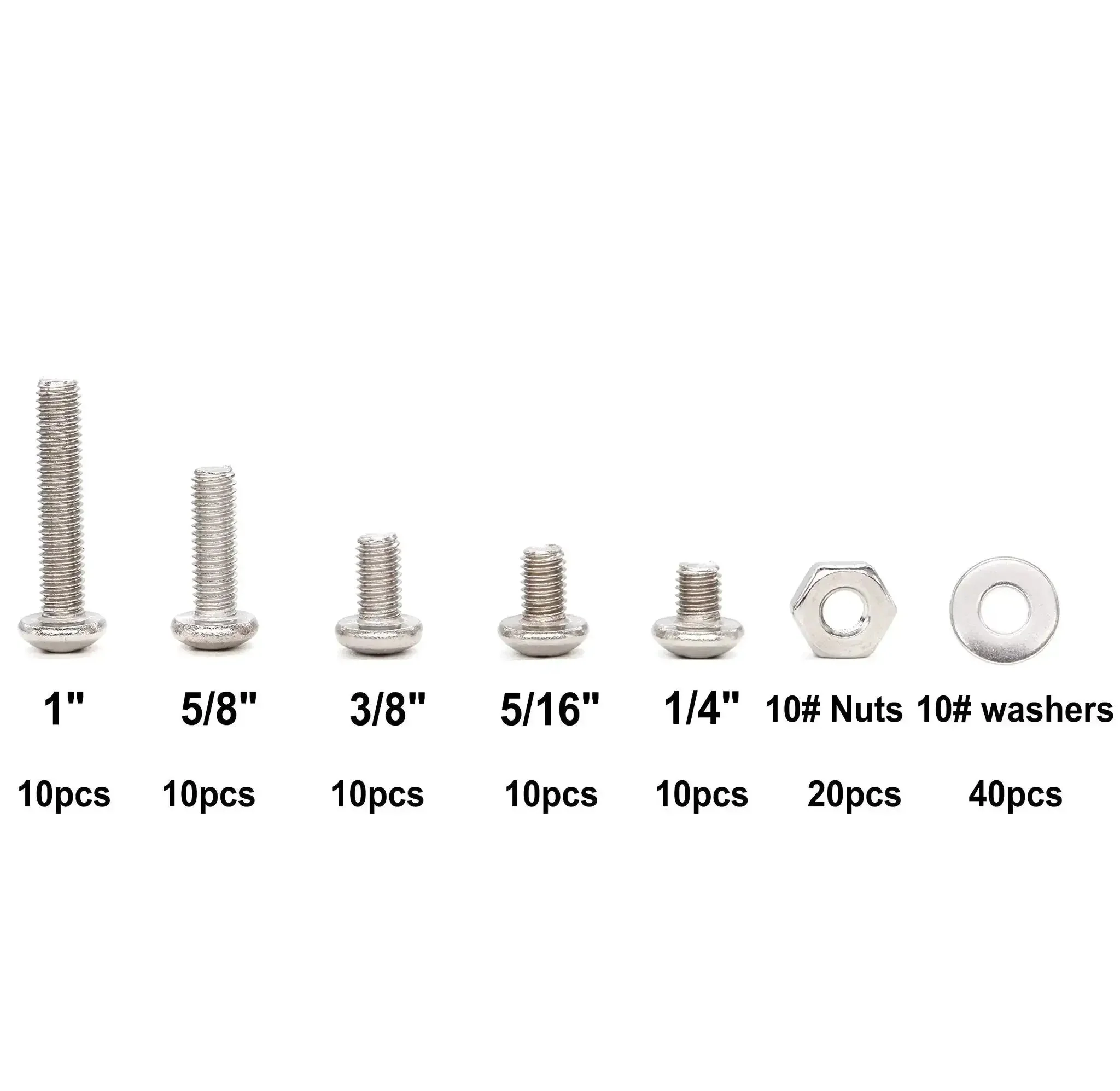 110 Piece 10 32 Pan Phillips Screws Hex Nuts Flat Washers Assortment Kit In 304 Stainless Steel With Durable Storage Box Includes One Quarter Inch Five Sixteenths Inch Three Eighths Inch Five Eighths Inch And One Inch Length Screws - Image 6