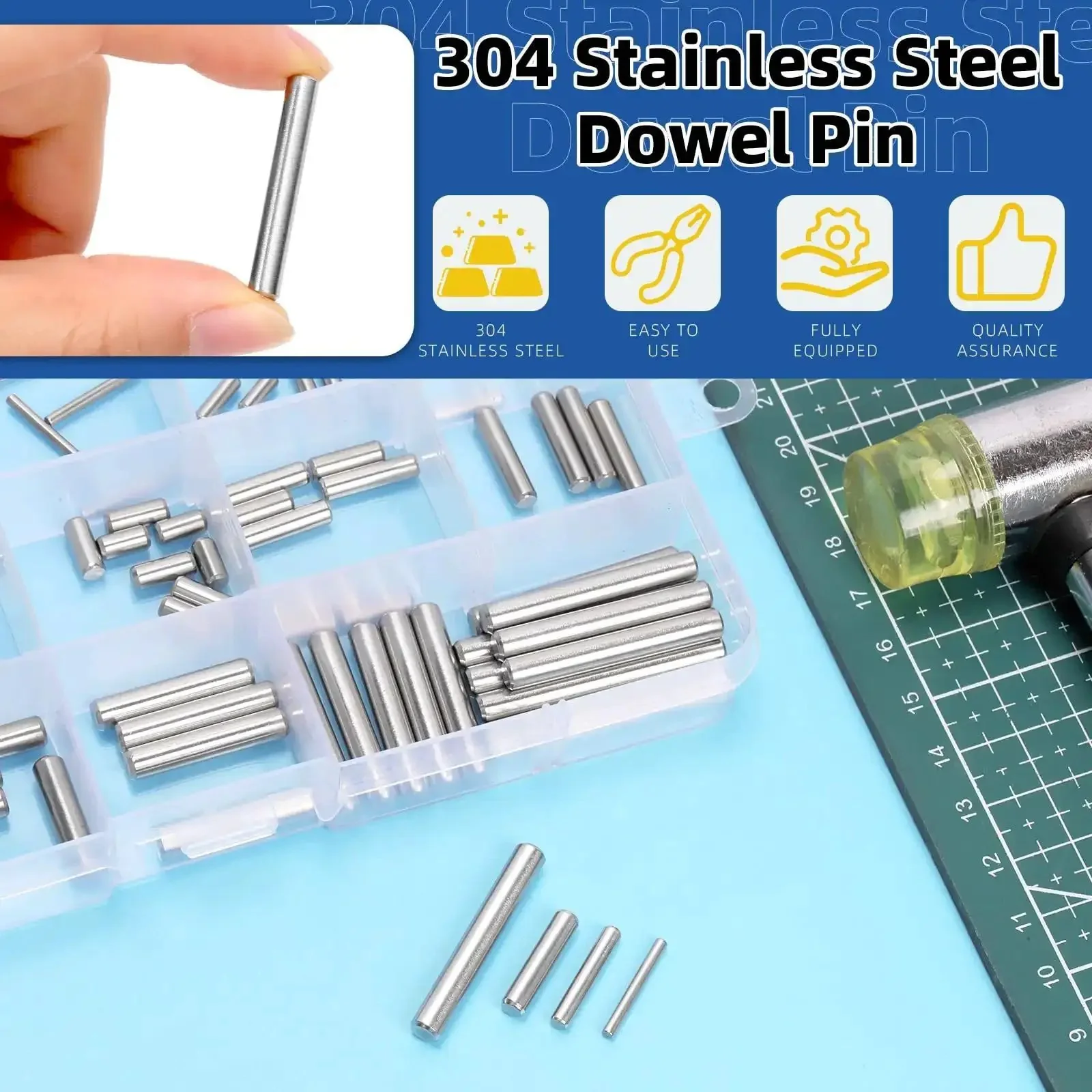 110 Piece Stainless Steel Dowel Pins Kit 2 To 5mm Assorted Diameters And 8 To 30mm Lengths For Cabinets, Furniture, Woodworking, Shelves, And Bed Frames With Shelf Pins And Fasteners For Easy Fixes - Image 6