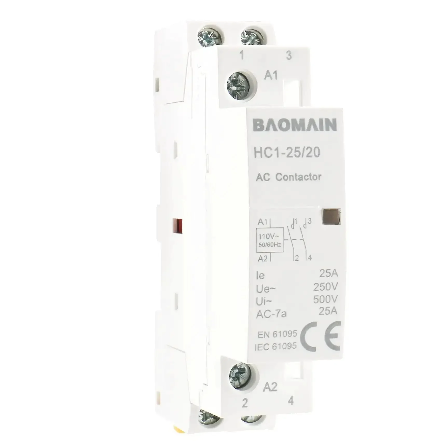110V AC 2-Pole Modular Contactor With 2NO Normally Open Contacts, Beefy 25A Rating, DIN Rail Mount For HVAC, Motor, Pump And Lighting Control, Heavy-Duty Industrial Relay For Dual Circuit Switching In Commercial And Residential Installations