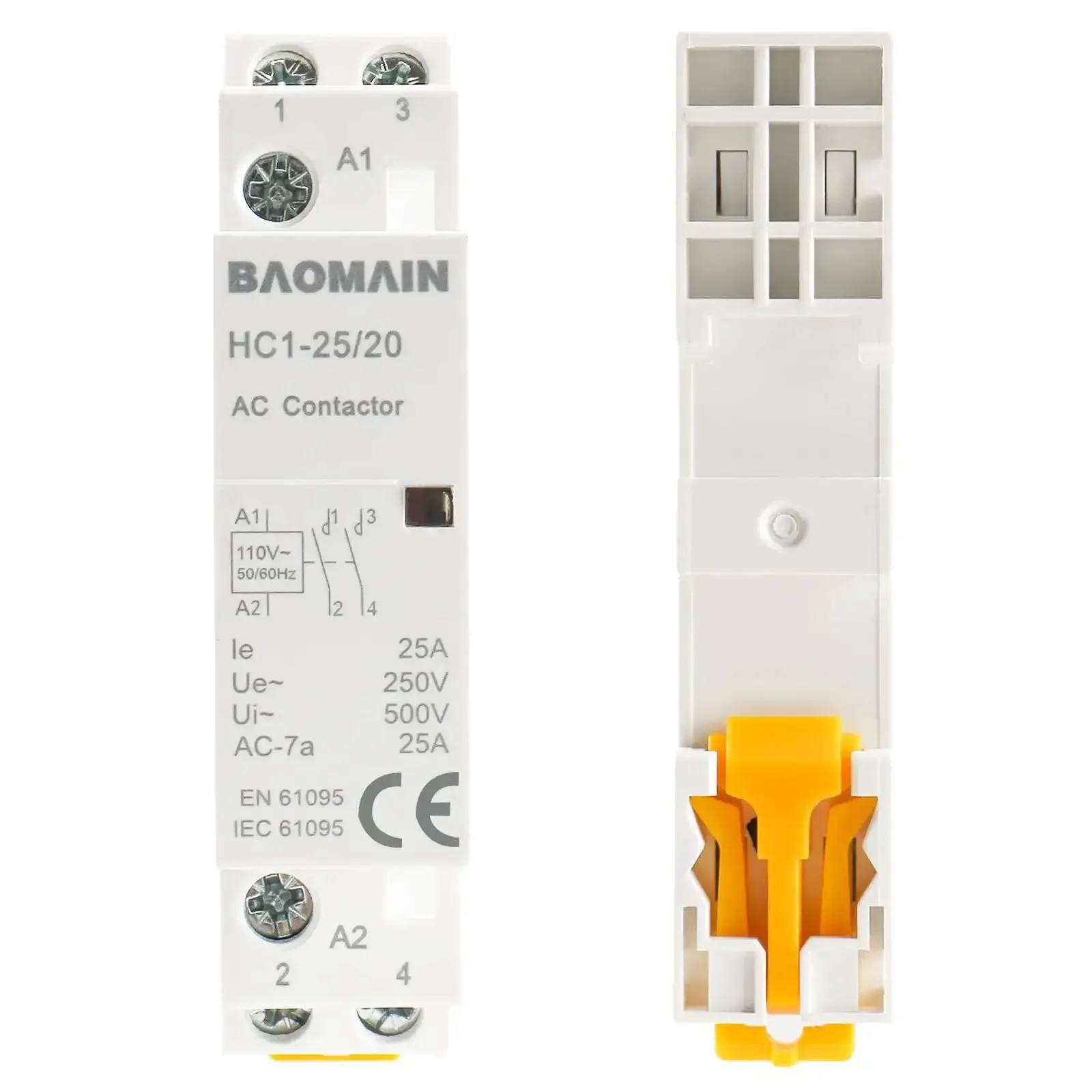 110V AC 2-Pole Modular Contactor With 2NO Normally Open Contacts, Beefy 25A Rating, DIN Rail Mount For HVAC, Motor, Pump And Lighting Control, Heavy-Duty Industrial Relay For Dual Circuit Switching In Commercial And Residential Installations - Image 4