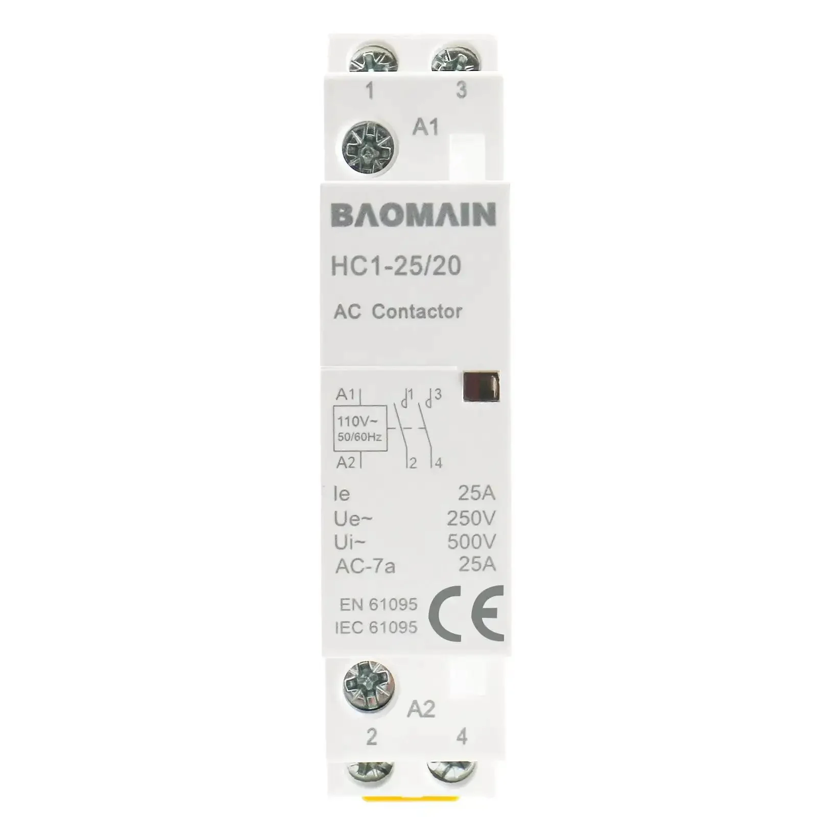 110V AC 2-Pole Modular Contactor With 2NO Normally Open Contacts, Beefy 25A Rating, DIN Rail Mount For HVAC, Motor, Pump And Lighting Control, Heavy-Duty Industrial Relay For Dual Circuit Switching In Commercial And Residential Installations - Image 5