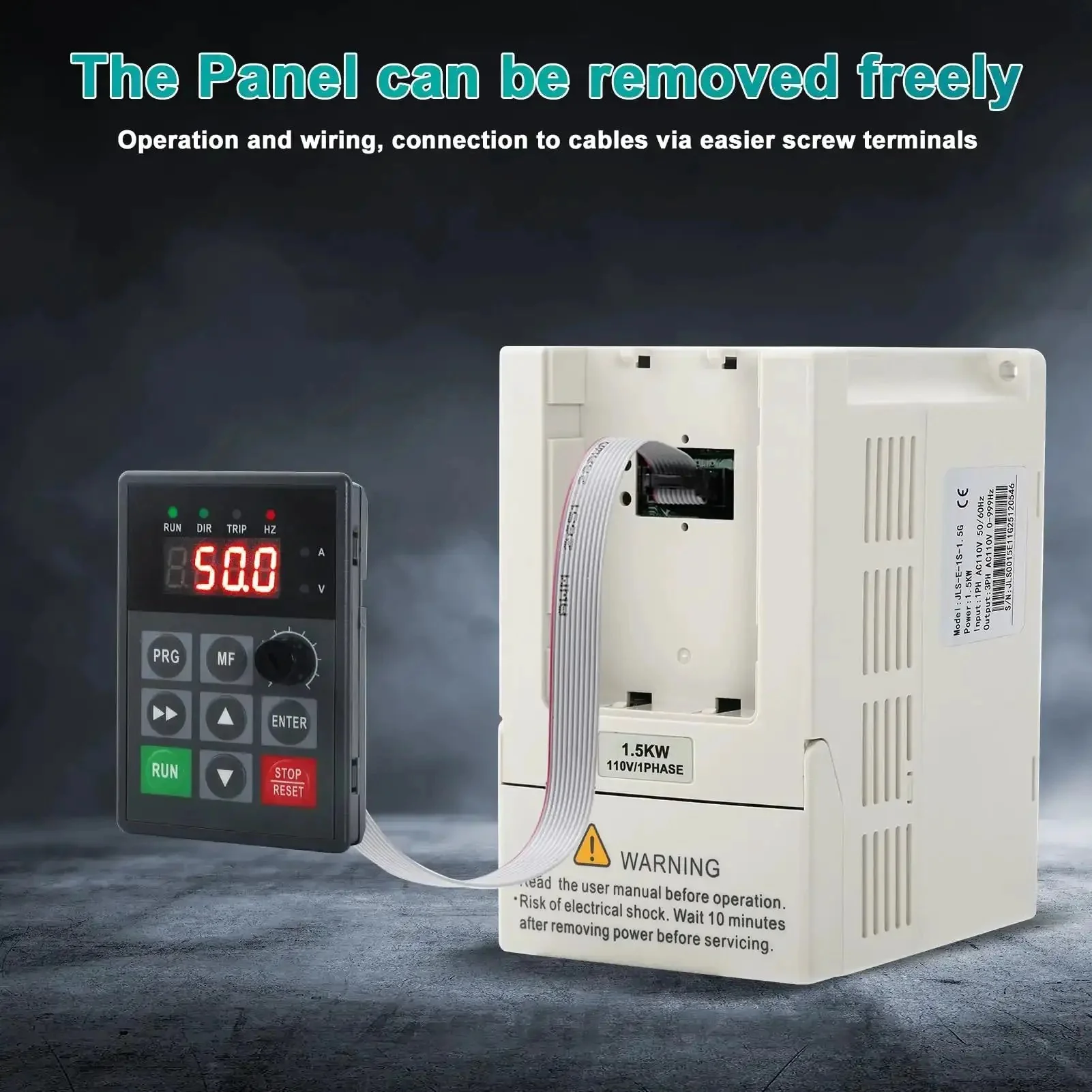 110V Variable Frequency Drive For Motor Speed Control With 1.5 kW Output, Converts Single Phase To Three Phase, CNC Ready Power Converter With 2-Meter Extension Cord, Smooth Start Stop And Precise Speed Regulation, Energy Saving - Image 7
