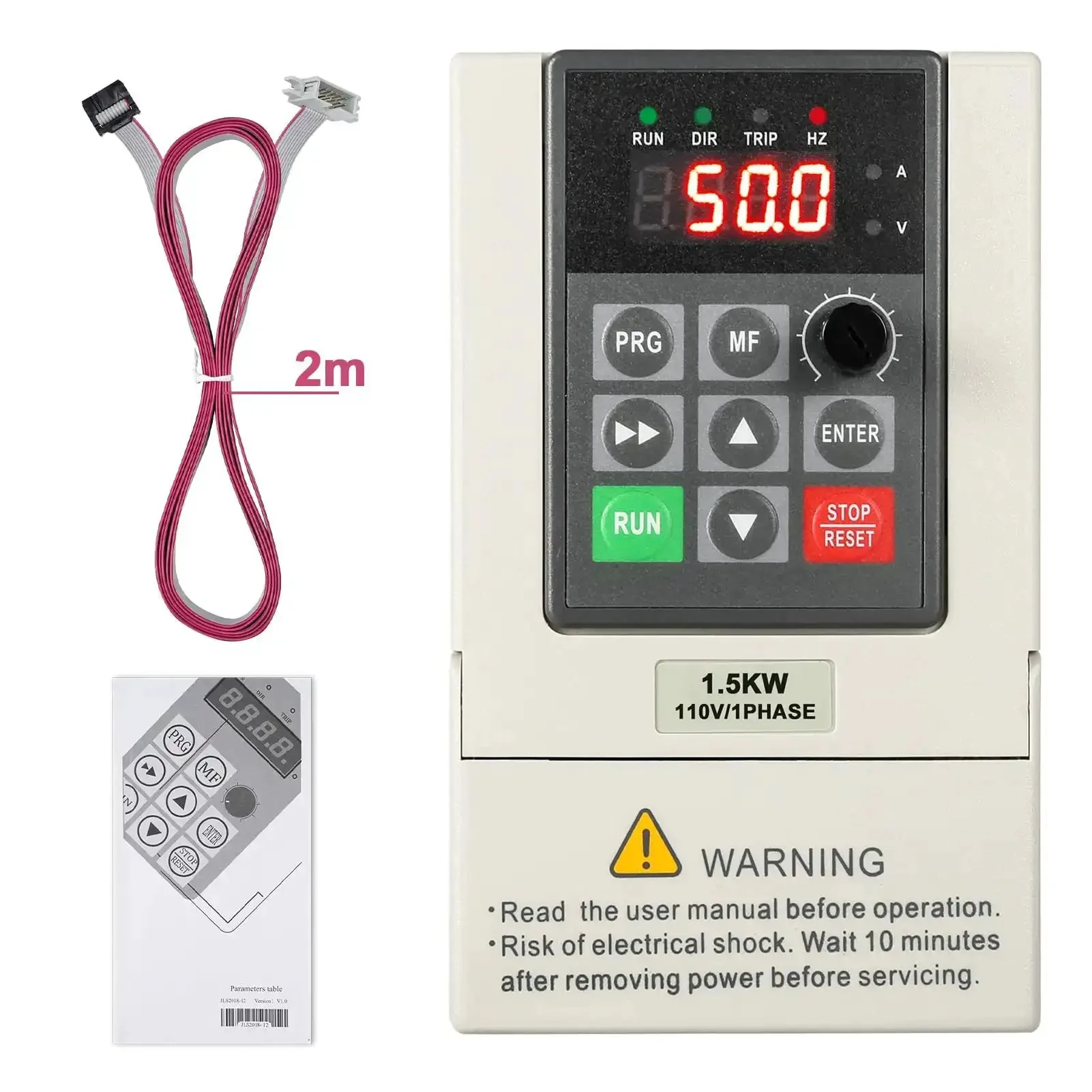 110V Variable Frequency Drive For Motor Speed Control With 1.5 kW Output, Converts Single Phase To Three Phase, CNC Ready Power Converter With 2-Meter Extension Cord, Smooth Start Stop And Precise Speed Regulation, Energy Saving - Image 9