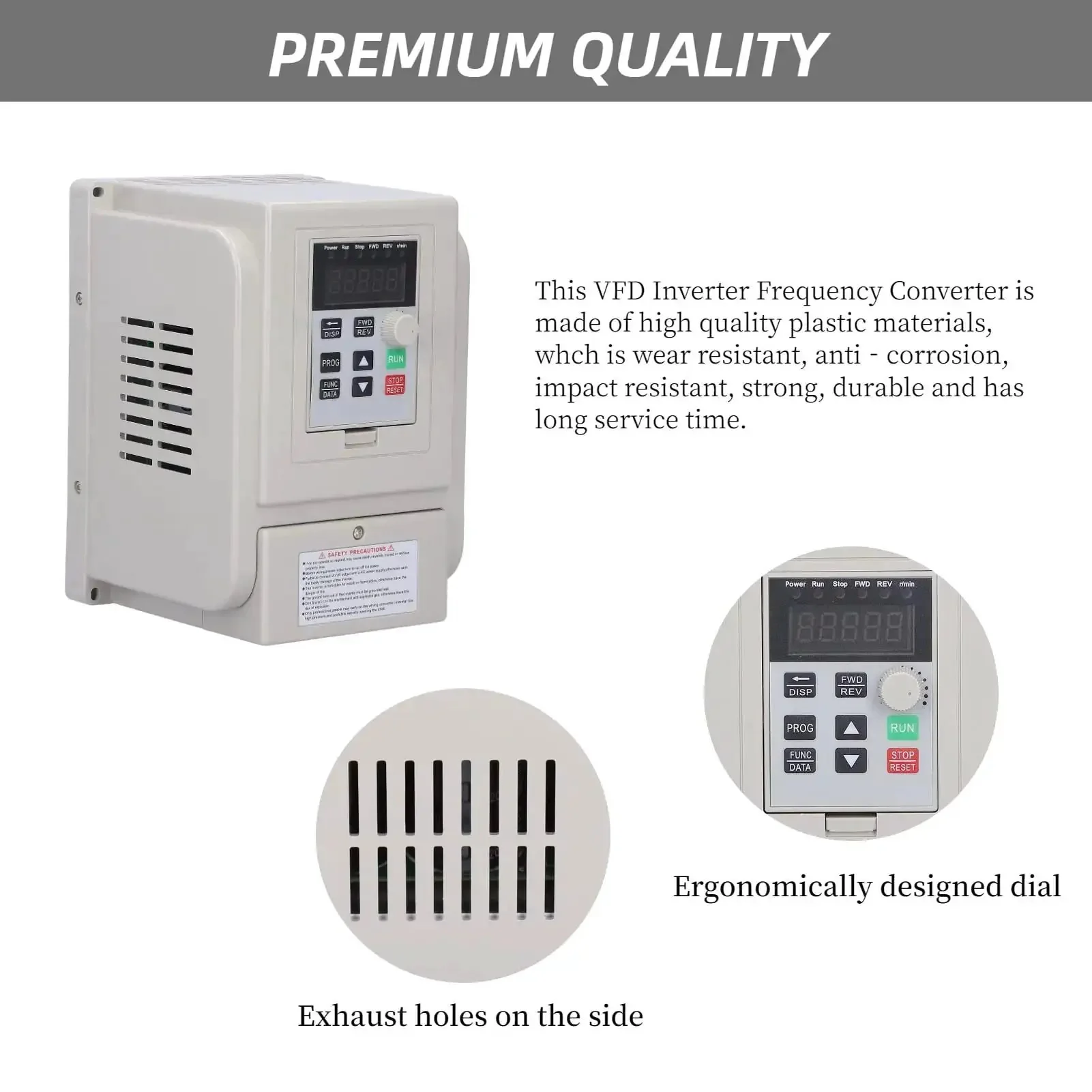 110V VFD Inverter 1500W For Motors From Single Phase To Three Phase Speed Control With 50 60 Hz No Hassle Overload Overvoltage Undervoltage Overheat Short Circuit Protection And EMI Reduction - Image 6