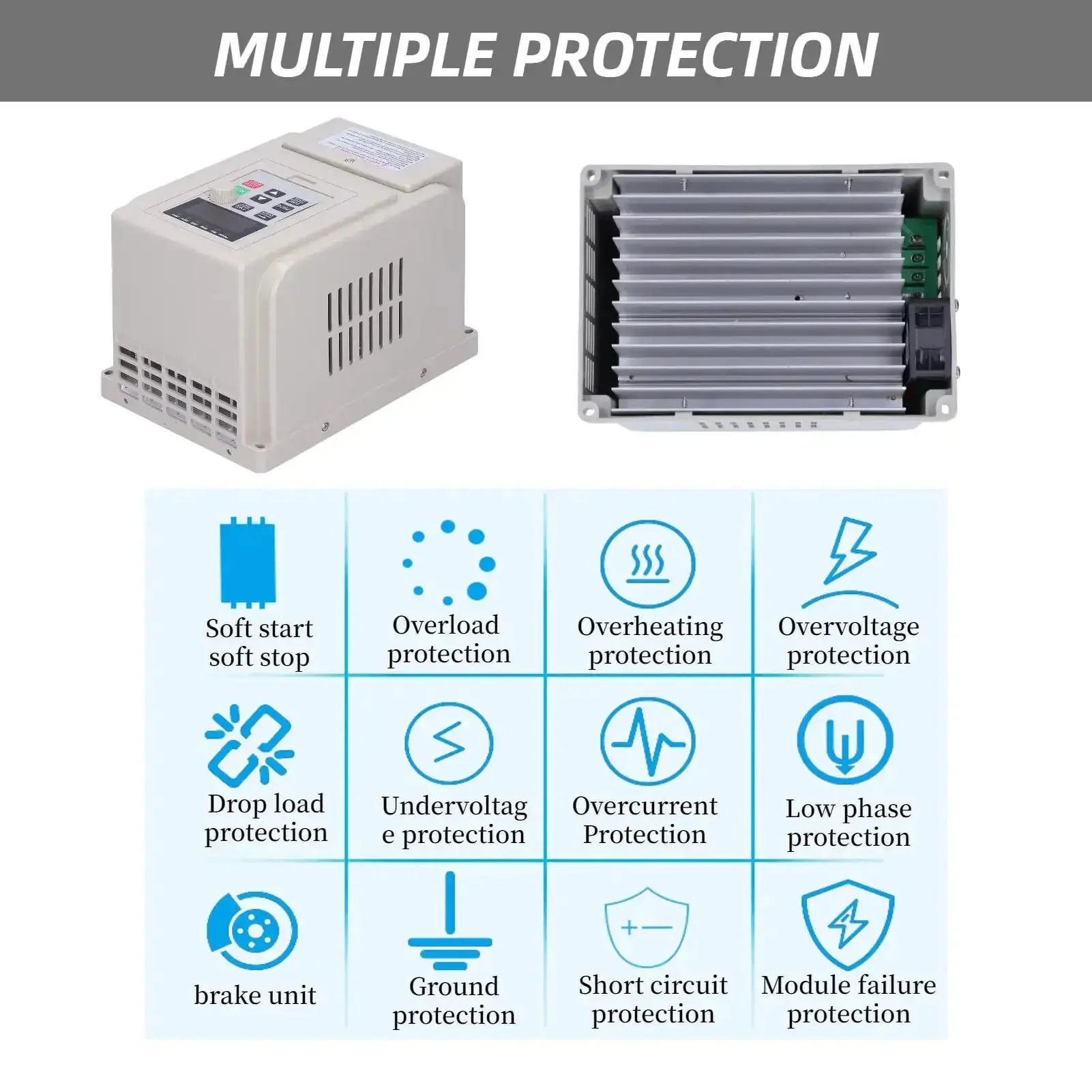 110V VFD Inverter 1500W For Motors From Single Phase To Three Phase Speed Control With 50 60 Hz No Hassle Overload Overvoltage Undervoltage Overheat Short Circuit Protection And EMI Reduction - Image 8