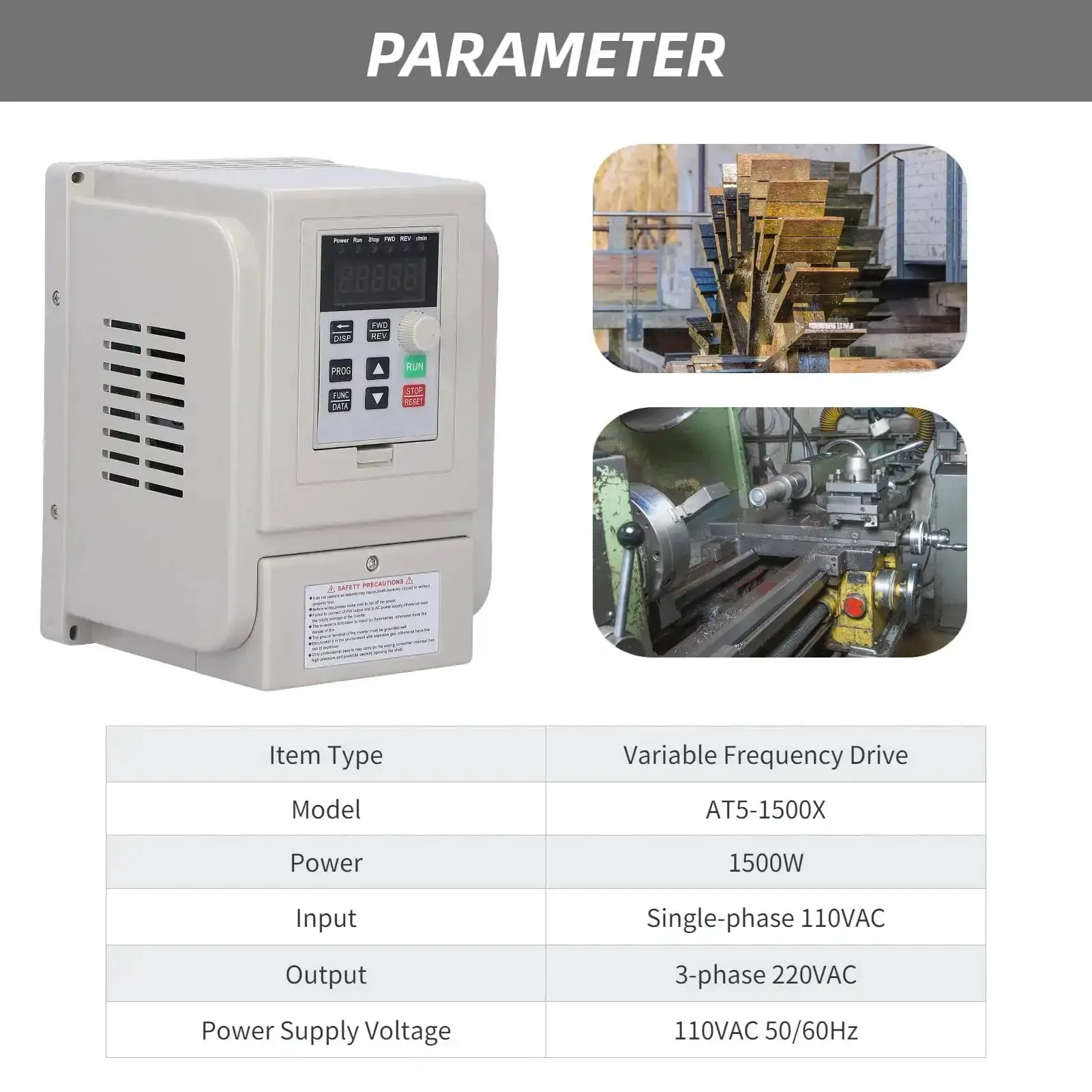 110V VFD Inverter 1500W For Motors From Single Phase To Three Phase Speed Control With 50 60 Hz No Hassle Overload Overvoltage Undervoltage Overheat Short Circuit Protection And EMI Reduction - Image 9