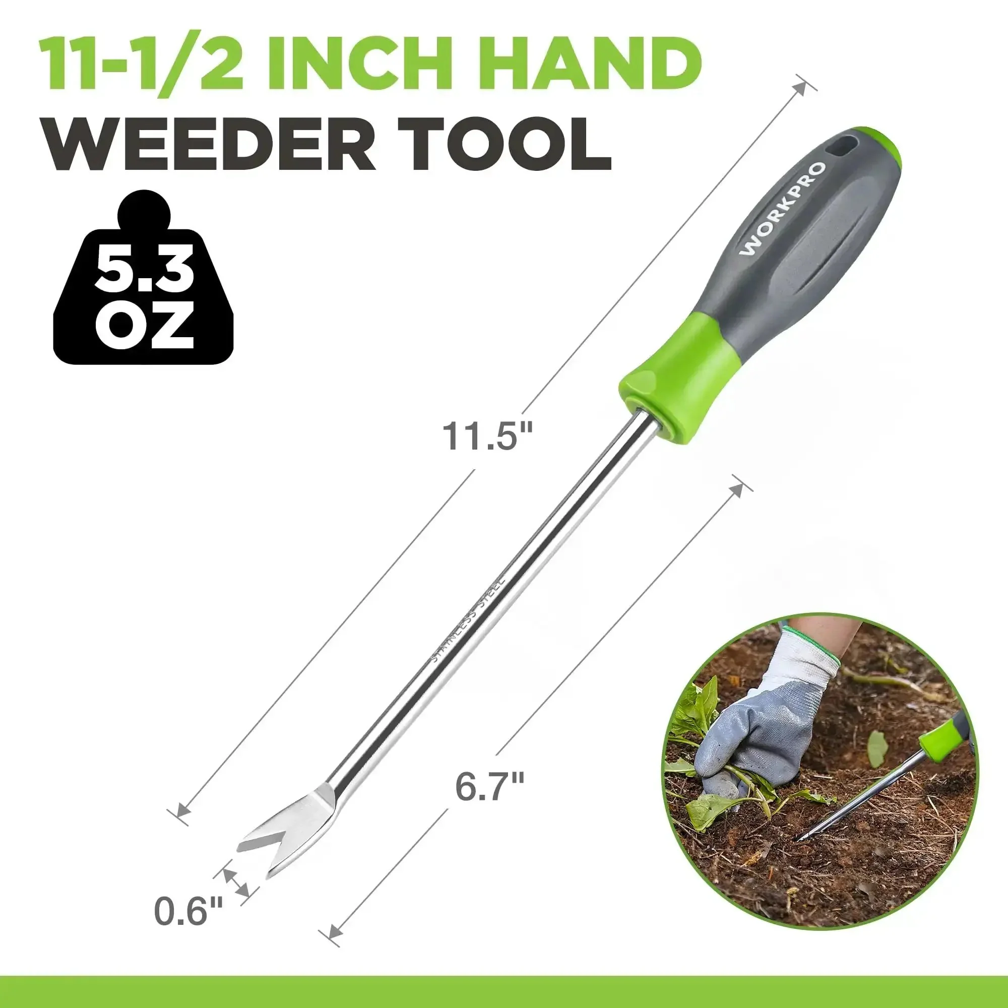 11.5 Inch Dandelion Weeder Puller Tool With Soft Grip Handle Stainless Steel Two Pronged Weeding Fork For Lawn Garden Farmland And Plant Beds Easy Root Removal - Image 8