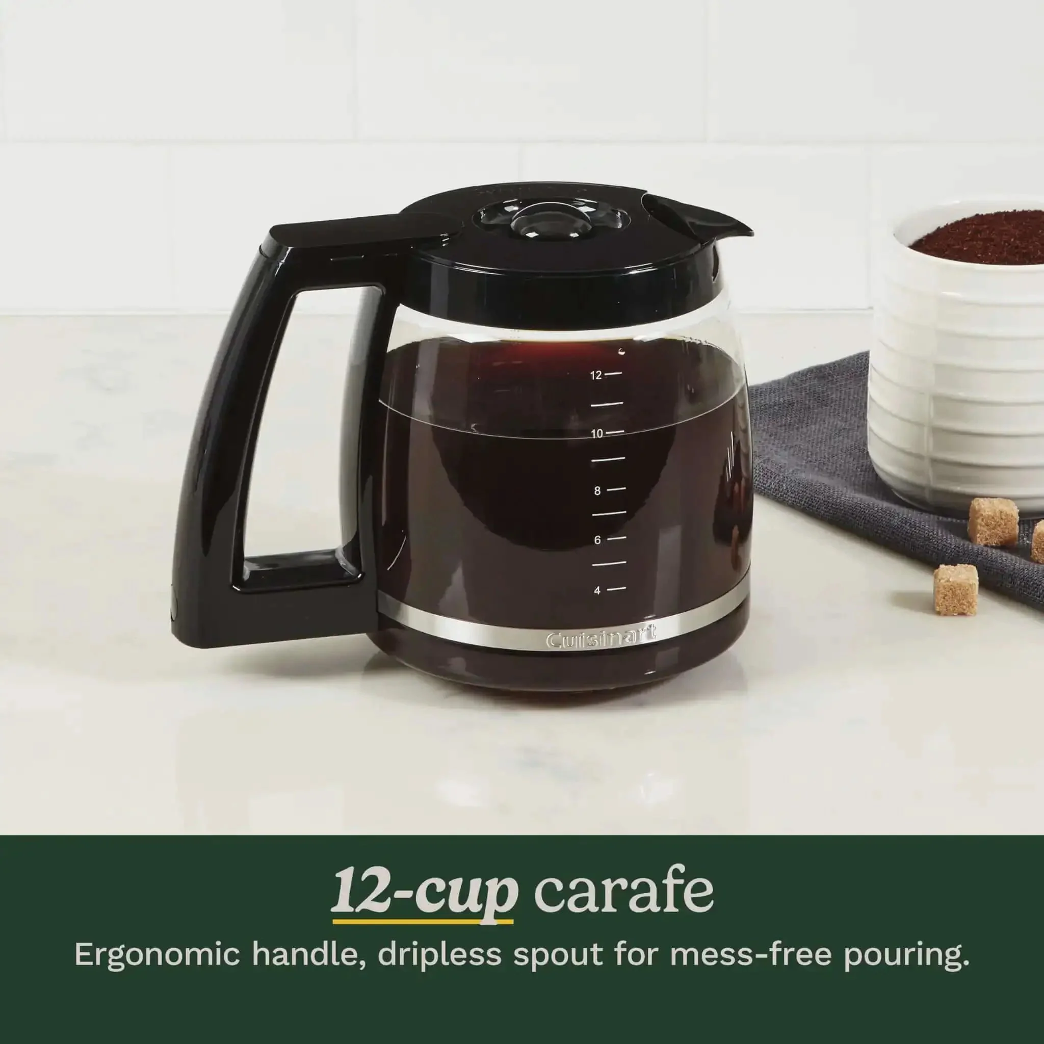 12 Cup Brew Central Coffee Maker With Fully Auto Programmable Settings, 24 Hour Delay Brew, Auto Off, 1 To 4 Cup Options, Adjustable Temperature Control With Low, Medium, And High Heater, Black Stainless Steel Glass Carafe, Ergonomic Comfort Grip - Image 5
