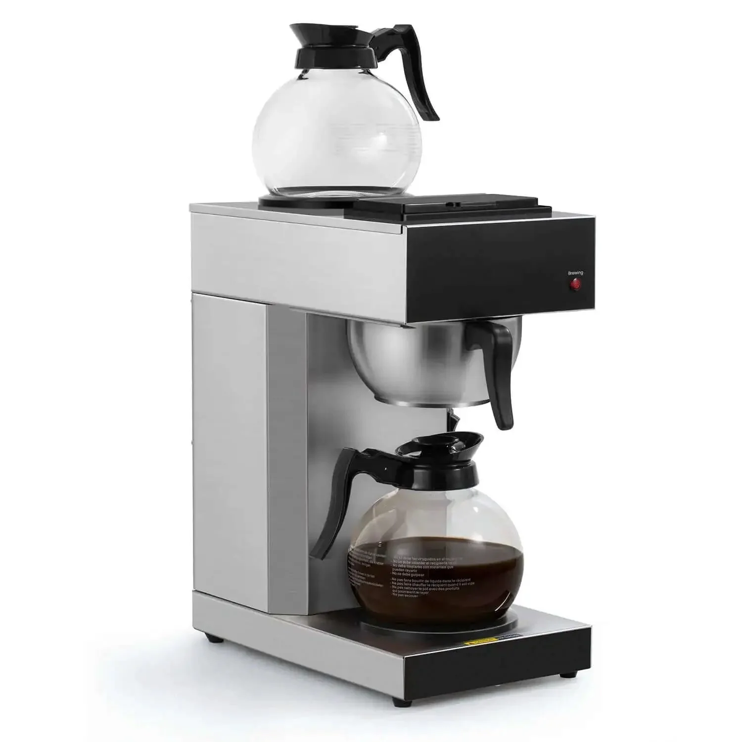 12 Cup Commercial Drip Pour Over Coffee Maker With Two Glass Carafes And Warmers Stainless Steel Brew Station For Office Or Cafe Fast Brew ETL CE RoHS Intertek Certified Durable High Capacity Coffee Brewer