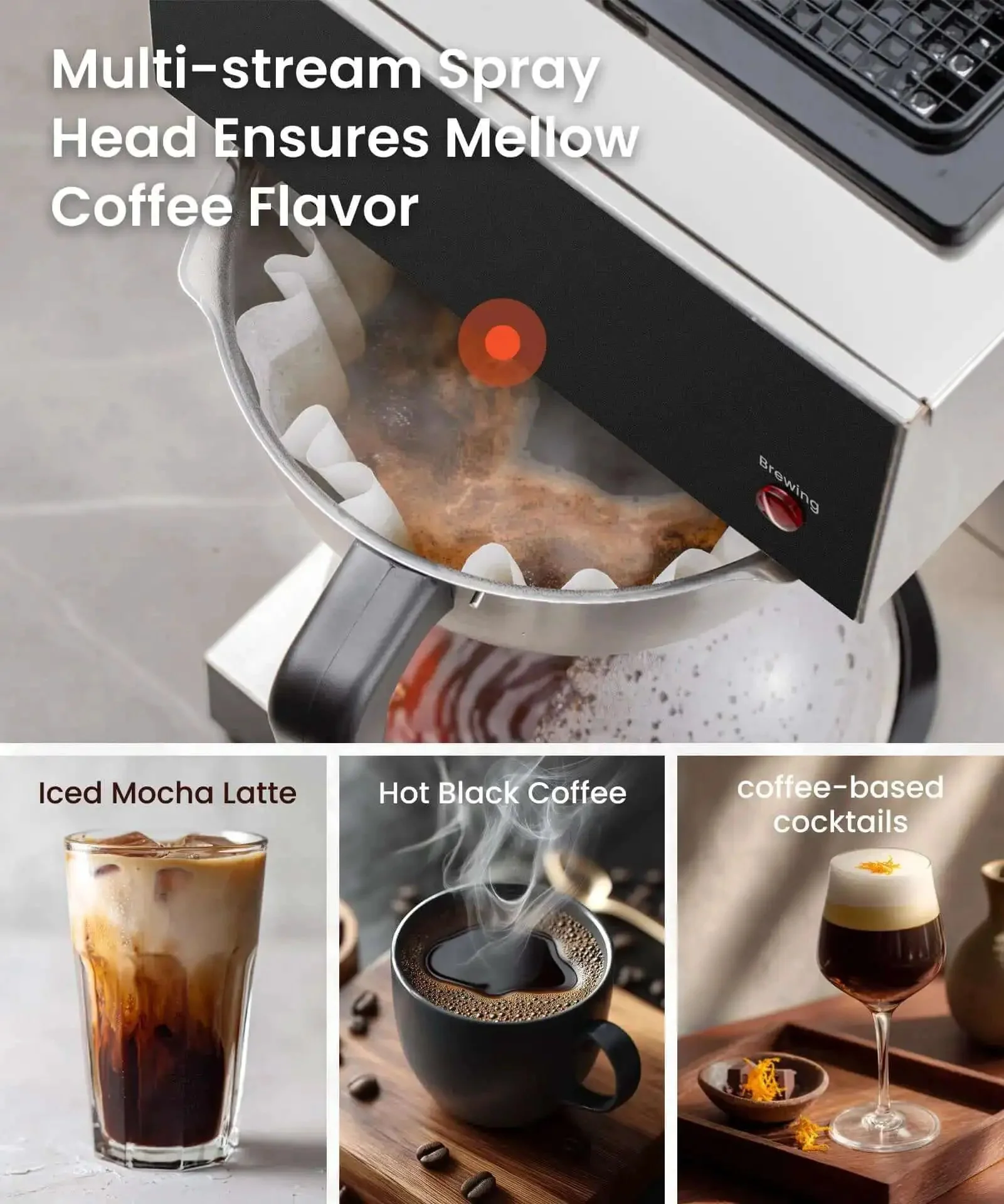 12 Cup Commercial Pour Over Coffee Maker With Industrial Stainless Steel Design, Dual Warmers, No Glass Carafe Included, Built For Cafes And Offices, Easy Pour Over Setup, ETL CE RoHS Intertek Certified Optional Glass Carafe SF-CB-2GA Available - Image 4