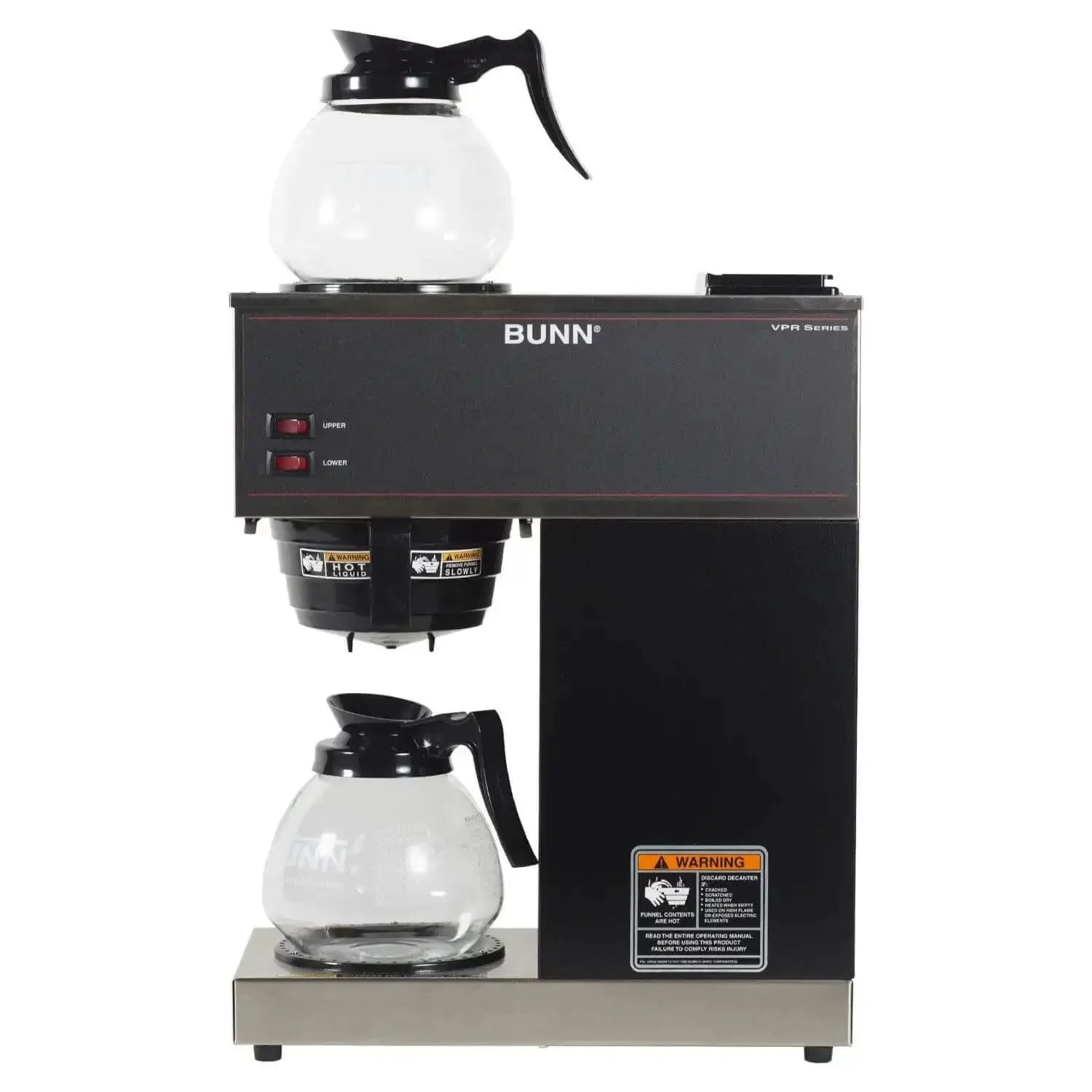 12-Cup Pourover Commercial Coffee Brewer With Upper And Lower Warmers And Two Glass Decanters, Black And Stainless Finish, VPR-2GD Boss Brew Station For Offices, Cafes, And Break Rooms - Image 5