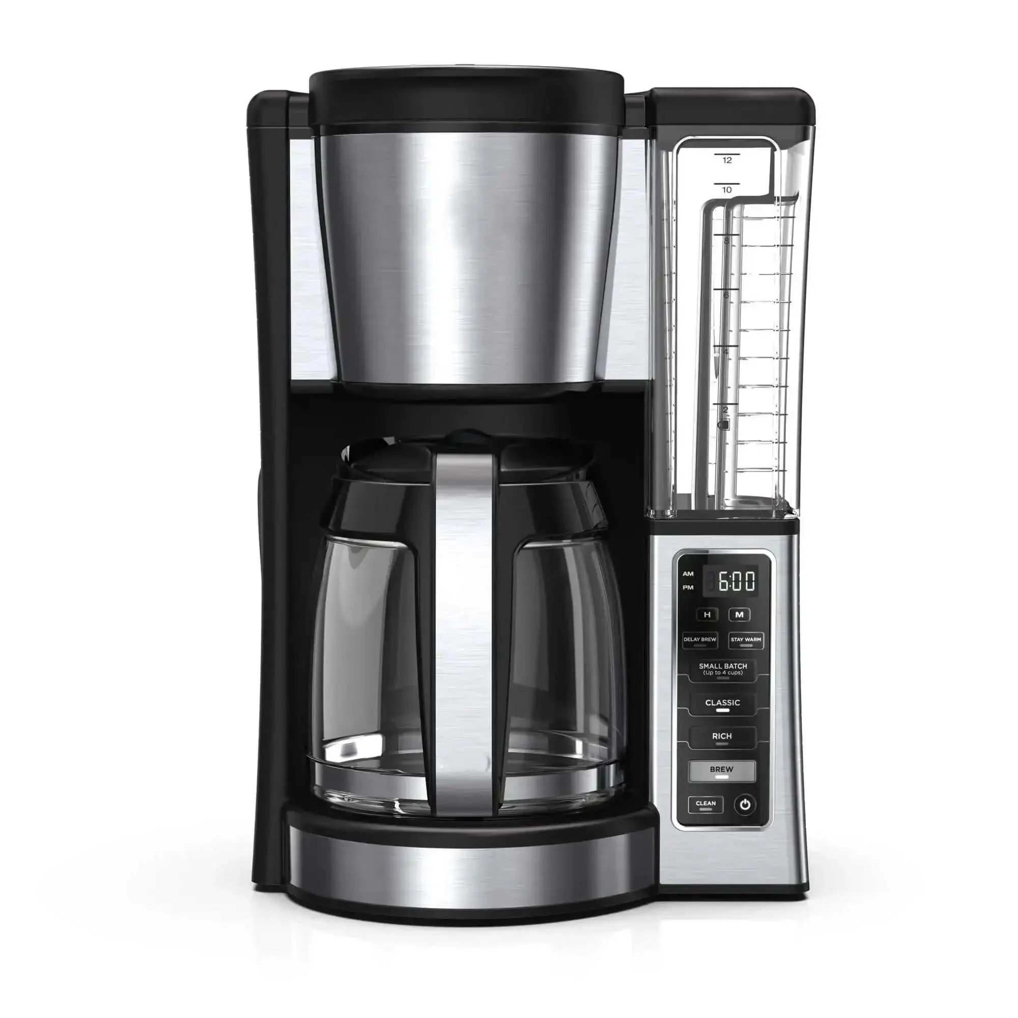 12-Cup Programmable Coffee Maker With Glass Carafe, Classic And Rich Brew Styles, Adjustable Warming Plate, Removable 60 Oz Reservoir, Stainless Steel Finish For Bold Barista Level Flavor At Home