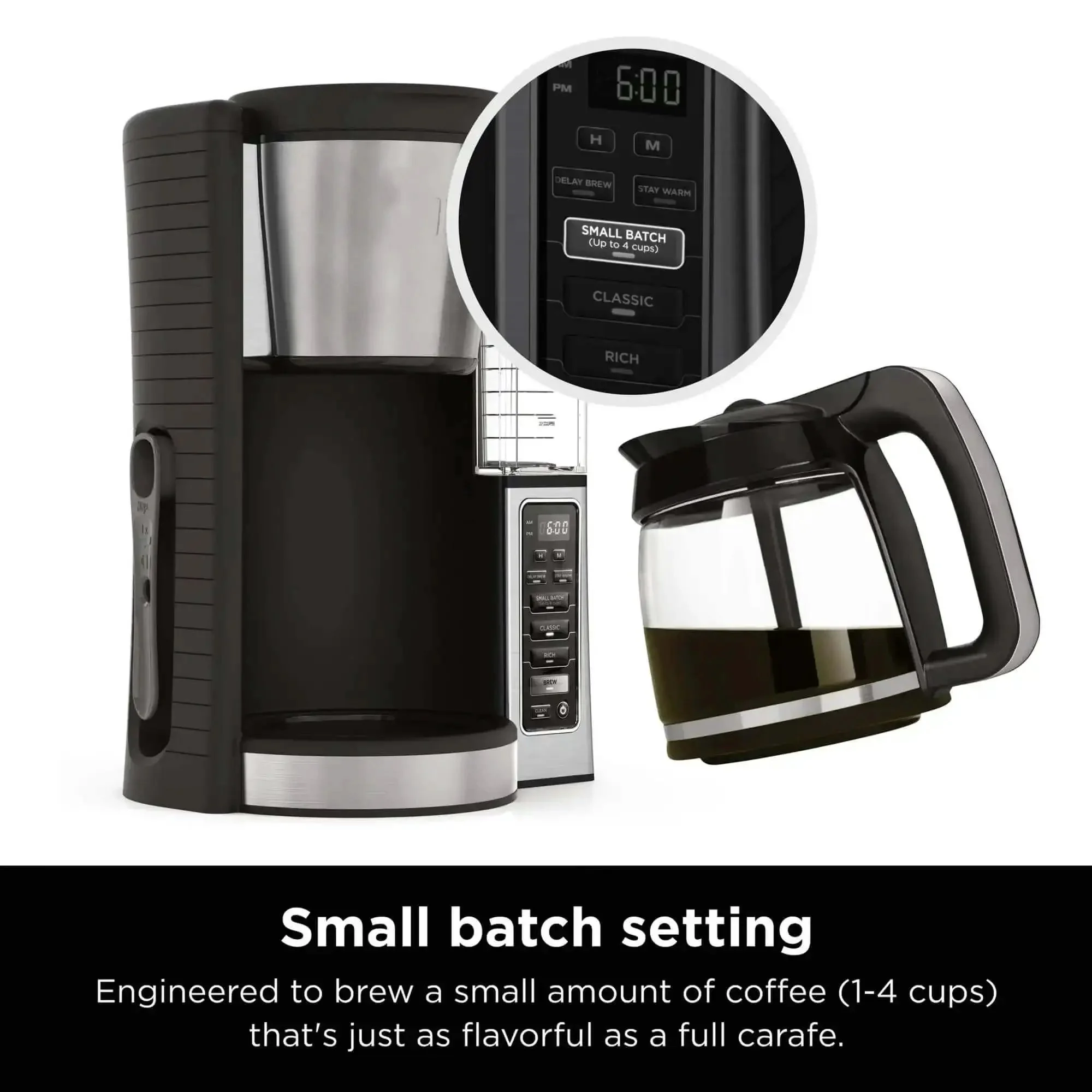12-Cup Programmable Coffee Maker With Glass Carafe, Classic And Rich Brew Styles, Adjustable Warming Plate, Removable 60 Oz Reservoir, Stainless Steel Finish For Bold Barista Level Flavor At Home - Image 6