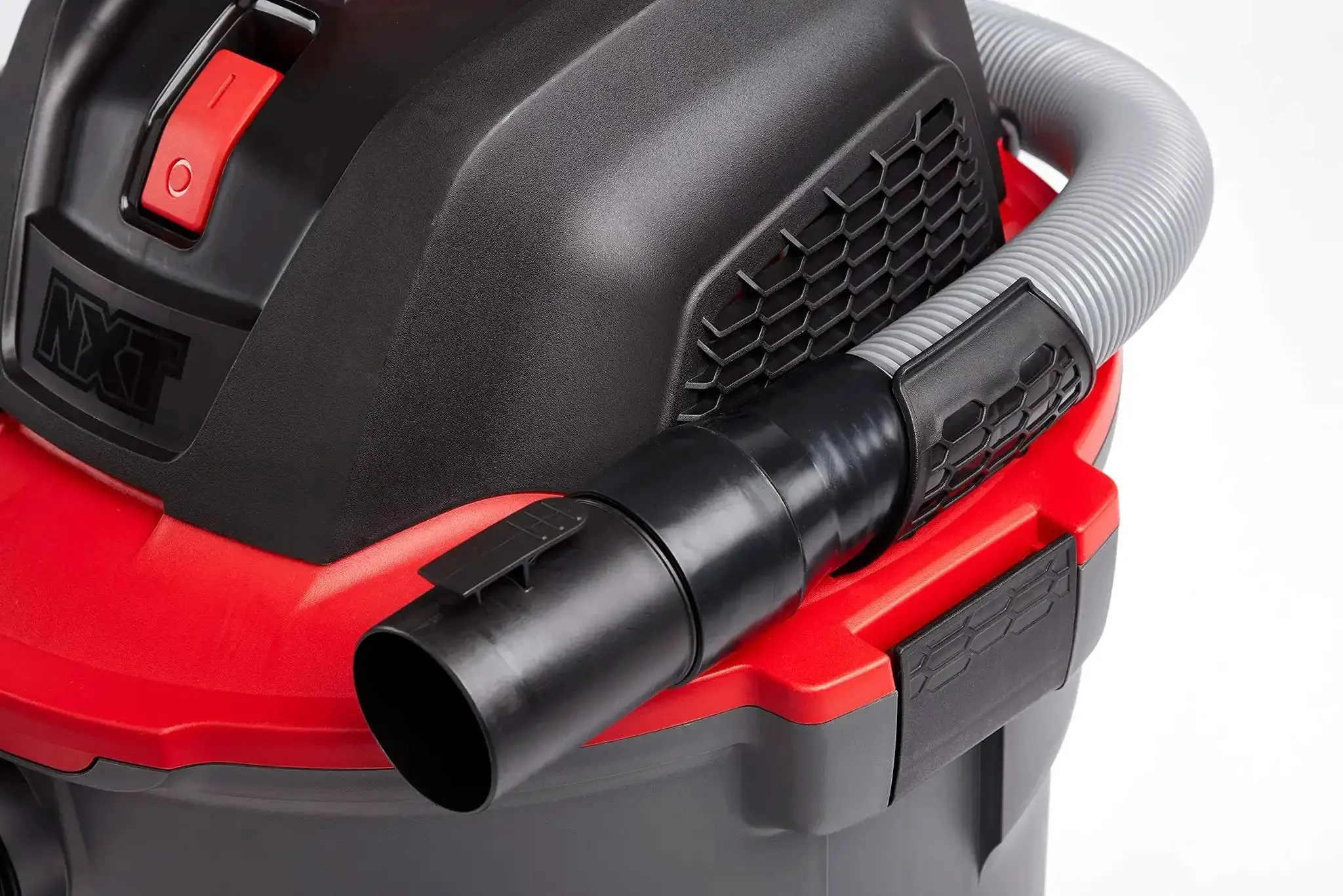 12 Gallon Wet Dry Shop Vacuum Workhorse With 5 Peak HP Motor, Pro Locking Hose, Casters, And Quiet Scroll Noise Reduction For Beast Mode Tough Garage Or Home Use, Dark Gray And Red - Image 6