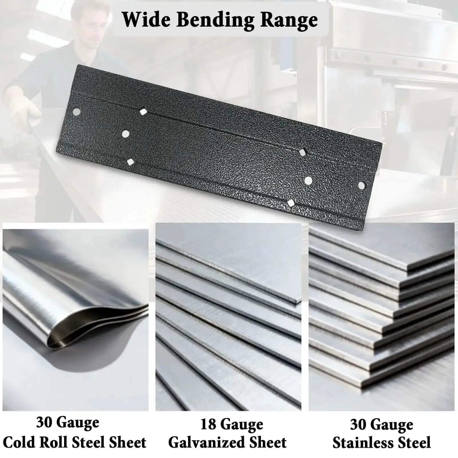 12 Inch Folding Sheet Metal Bending Tool For HVAC Pros With Three Eighths Inch And One Inch Fold Depth Duct Bender Hand Tool Heavy Duty Metal Forming Tool With Corrosion Resistant Cold Rolled Steel Construction - Image 5