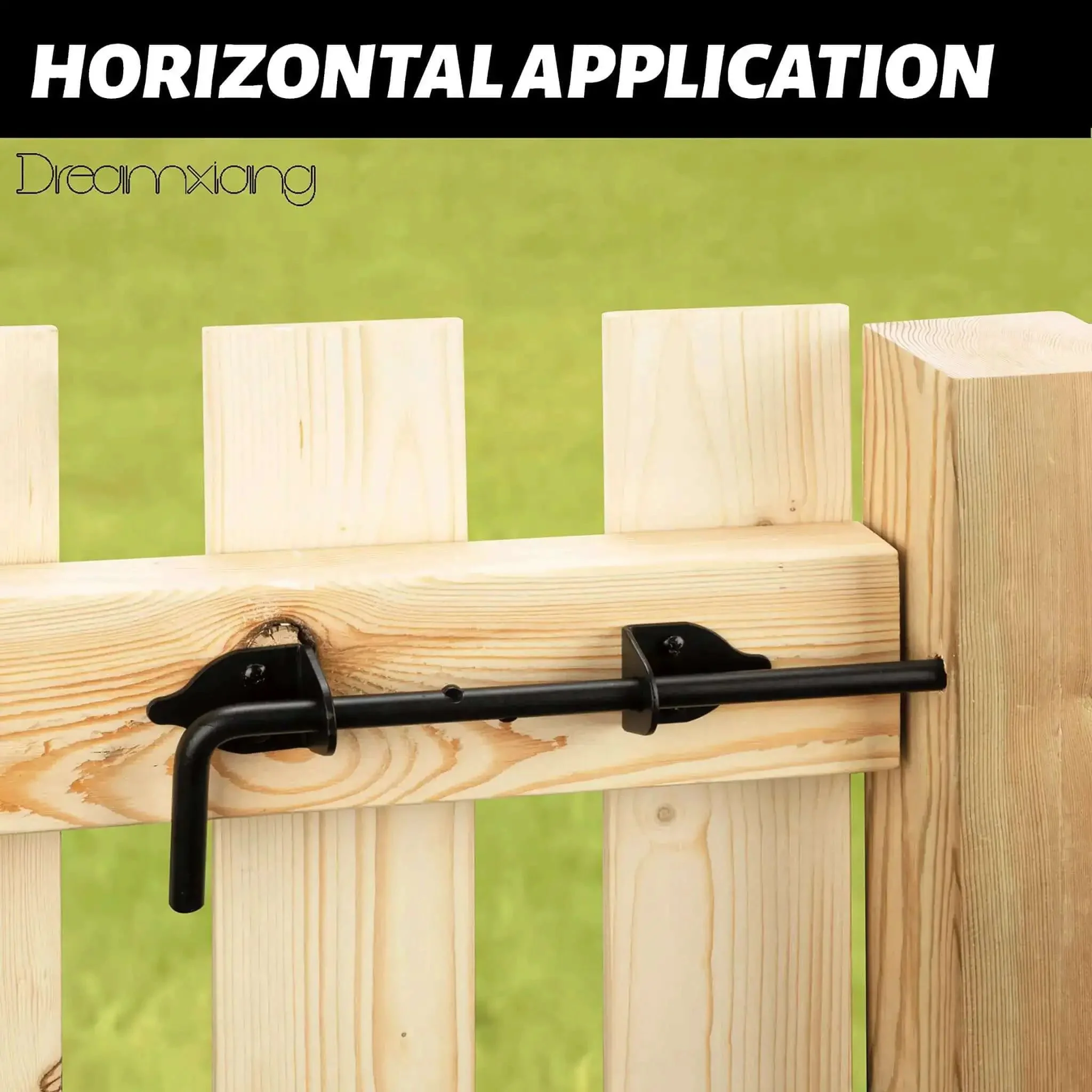 12 Inch Heavy Duty Cane Bolt Gate Drop Rod Ground Latch for Wood PVC Vinyl Metal Fences and Gates Double Doors Black Solid Steel Corrosion Resistant Easy Install Durable Gate Hardware 1 Pack - Image 3