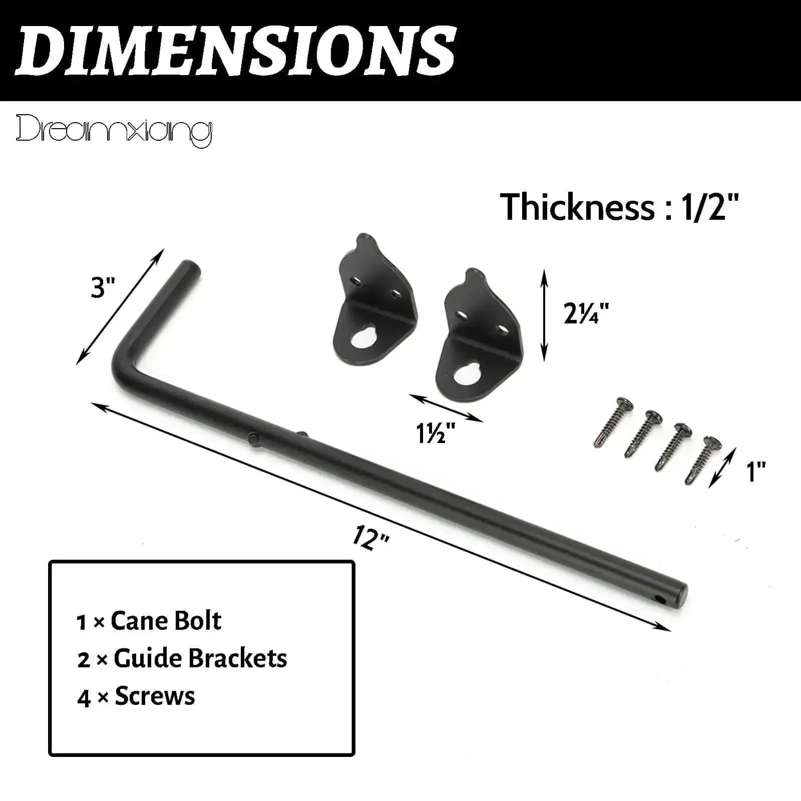 12 Inch Heavy Duty Cane Bolt Gate Drop Rod Ground Latch for Wood PVC Vinyl Metal Fences and Gates Double Doors Black Solid Steel Corrosion Resistant Easy Install Durable Gate Hardware 1 Pack - Image 7