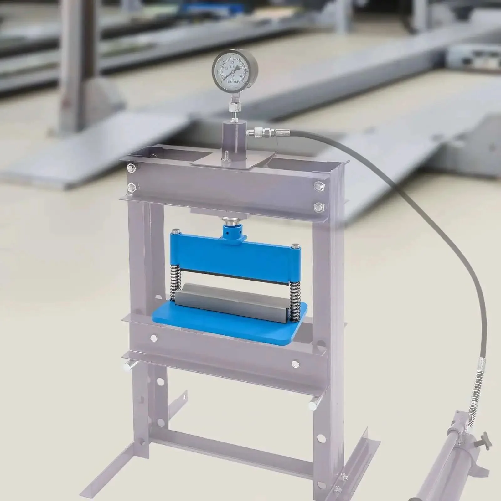 12 Inch Press Brake Attachment For Standard 12 And 20 Ton Hydraulic Workshop Presses 3 16th Inch Bending Thickness 0 To 90 Degree Adjustable Dual Spring Design Heavy Duty Steel Build Built To Last Fab Shop Ready Blue Finish - Image 3
