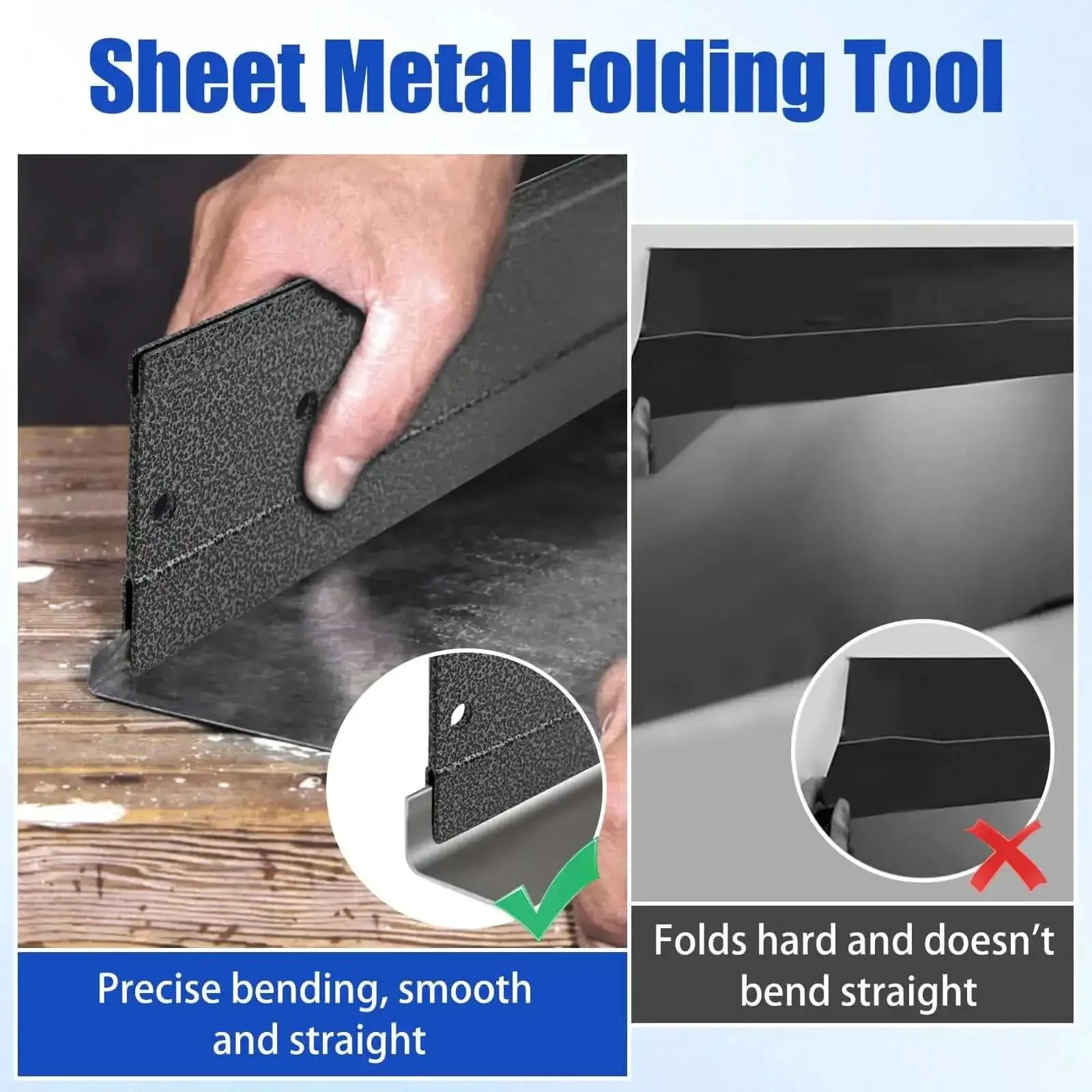 12 Inch Sheet Metal Bender With Dual Folding Depths 3/8 And 1 Inch, Handy Metal Folding Tool For Ductwork, HVAC, Roofing Or Fittings, Great For Forming, Seams, And Quick Metal Projects - Image 3