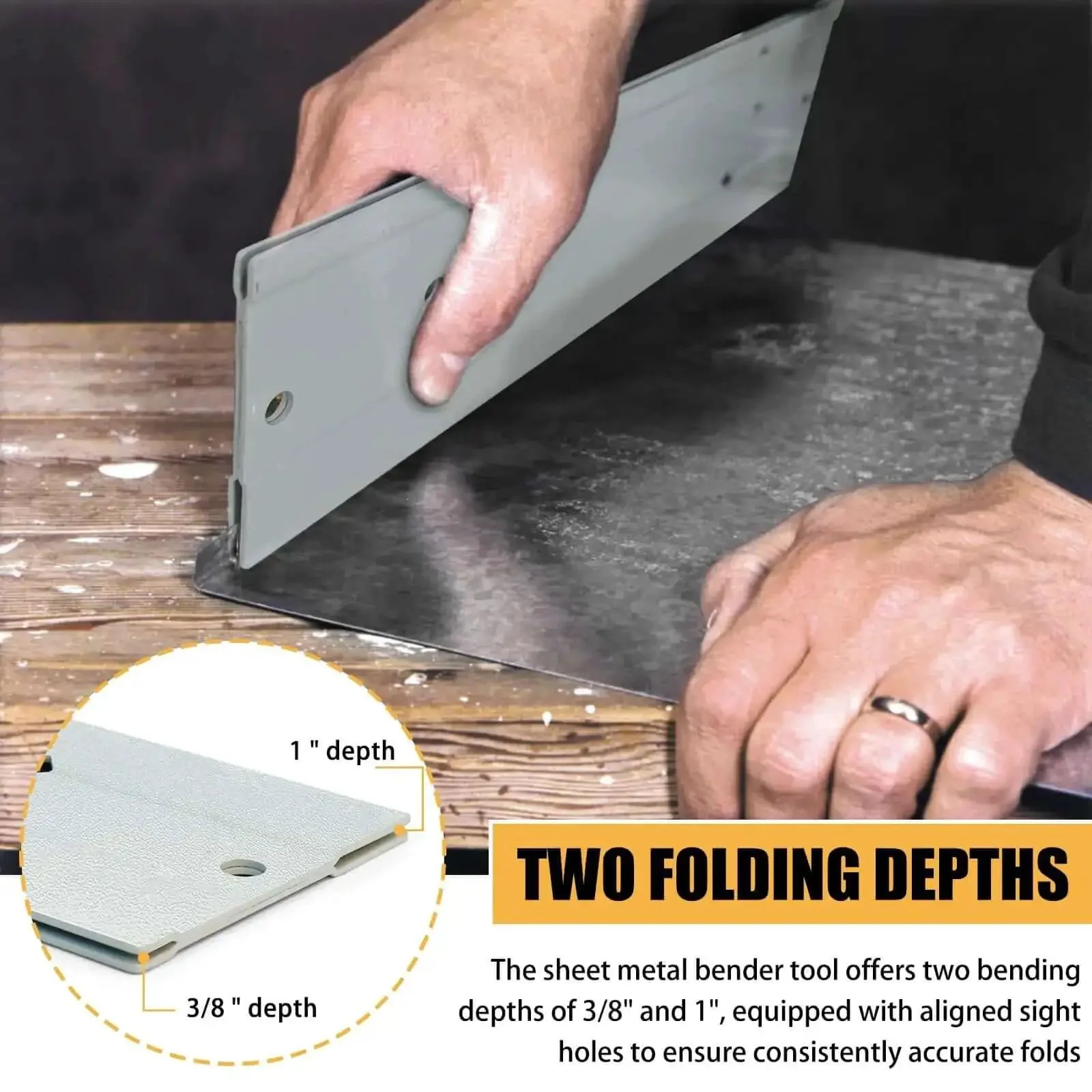 12 Inch Sheet Metal Folding Tool With Dual Depth Gauges One Inch And Three Eighths Inch Depth For HVAC Roofing Projects Rust Resistant Coating Heavy Duty And Easy To Use - Image 7