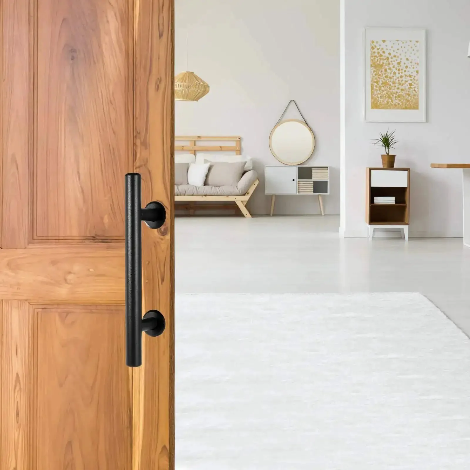 12 Inch Sliding Barn Door Handle Pull With Flush Back Plate, Matte Black Powder Coated Finish, Heavy Duty Alloy Build, Smooth Operation, Easy Install For Interior Residential Or Commercial Doors, Modern Rustic Hardware - Image 5