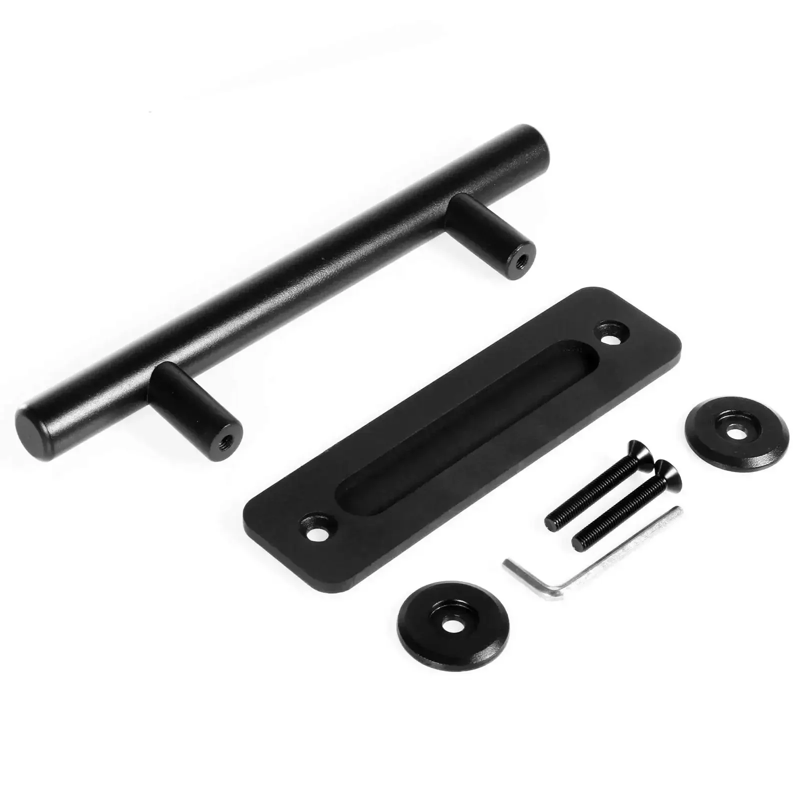 12 Inch Sliding Barn Door Handle Pull With Flush Back Plate, Matte Black Powder Coated Finish, Heavy Duty Alloy Build, Smooth Operation, Easy Install For Interior Residential Or Commercial Doors, Modern Rustic Hardware - Image 6