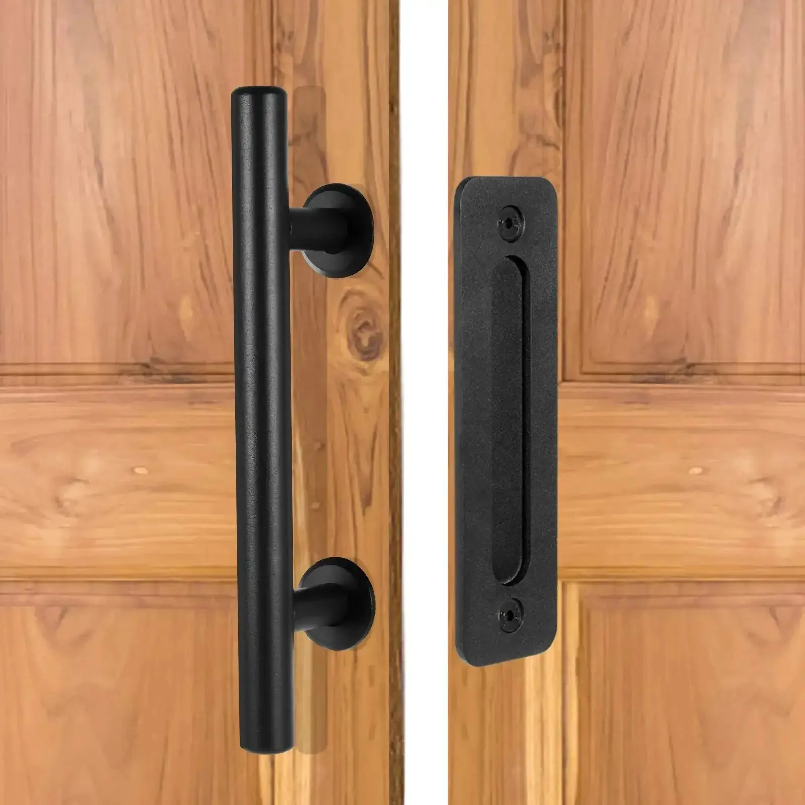 12 Inch Sliding Barn Door Handle Pull With Flush Back Plate, Matte Black Powder Coated Finish, Heavy Duty Alloy Build, Smooth Operation, Easy Install For Interior Residential Or Commercial Doors, Modern Rustic Hardware - Image 7