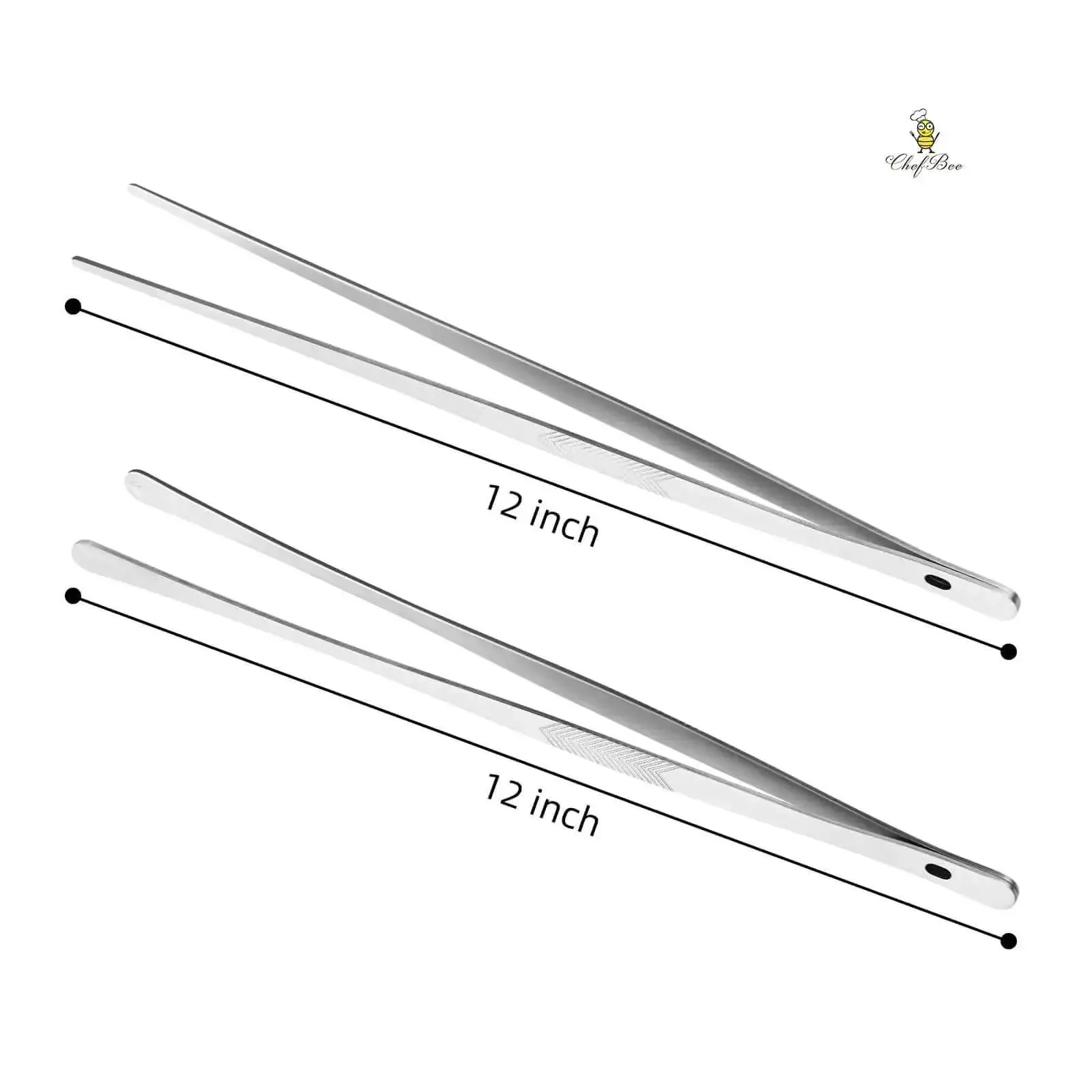 12 Inch Stainless Steel Kitchen Tongs And Tweezers 2 Piece Set With Pro Grade Precision Serrated Tips For Home Chefs Grilling Serving Pasta Salad BBQ Reusable Easy To Clean Dishwasher Safe - Image 7