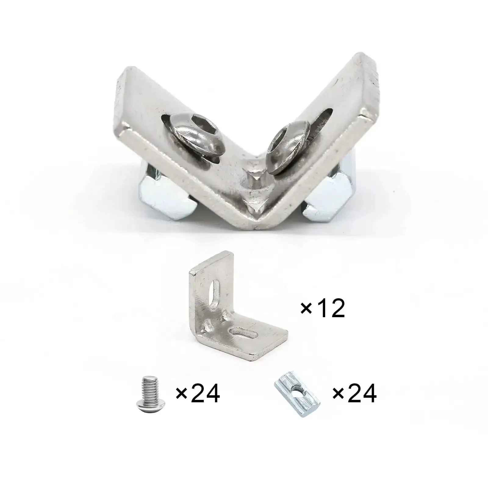 12 Pack 1010 Aluminum Extrusion Connector Brackets With Screws For 1x1 Inch Profiles Carbon Steel Corner Brackets Nickel Plated Tough As Nails Heavy Duty Steel Rail Accessories Set - Image 6