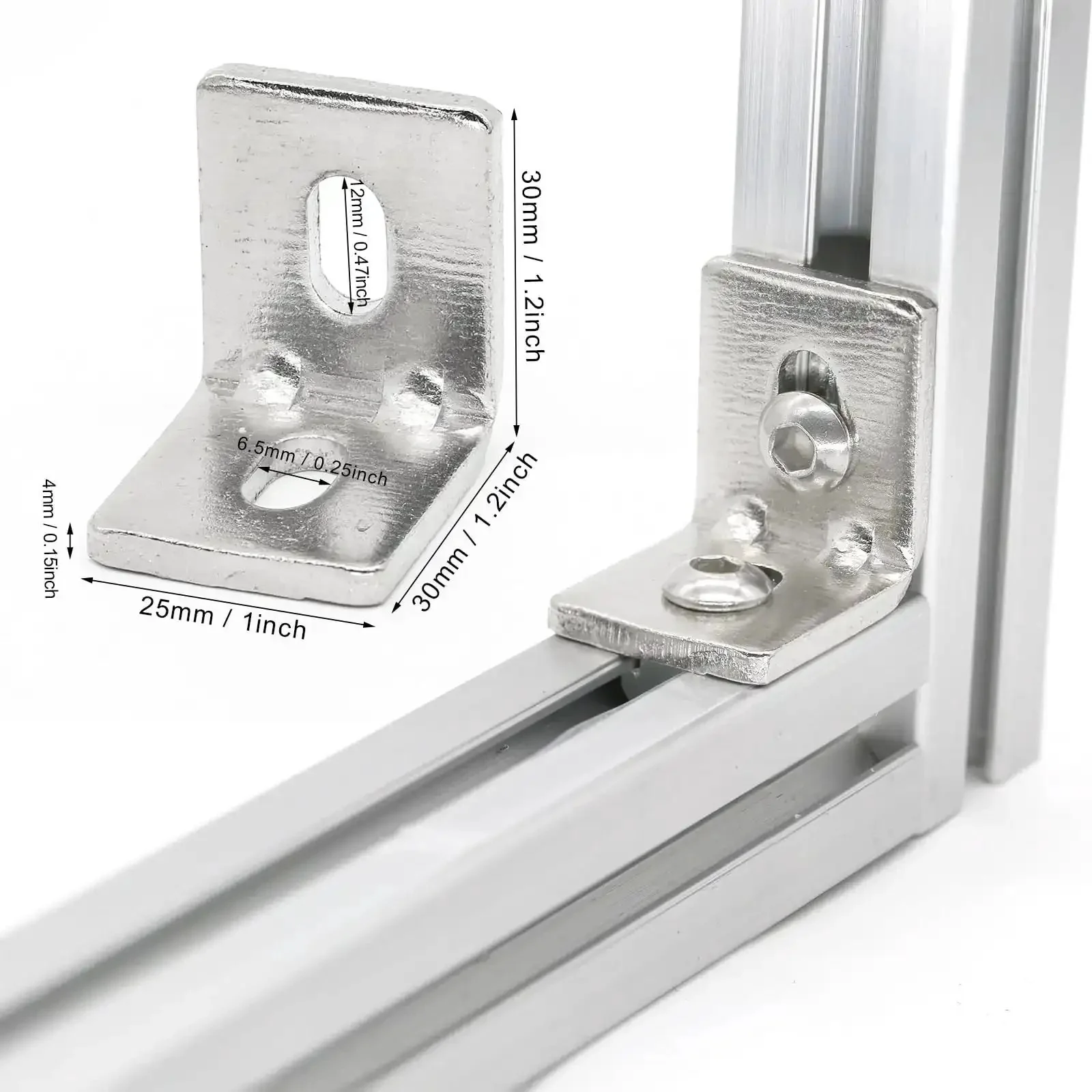 12 Pack 1010 Aluminum Extrusion Connector Brackets With Screws For 1x1 Inch Profiles Carbon Steel Corner Brackets Nickel Plated Tough As Nails Heavy Duty Steel Rail Accessories Set - Image 7