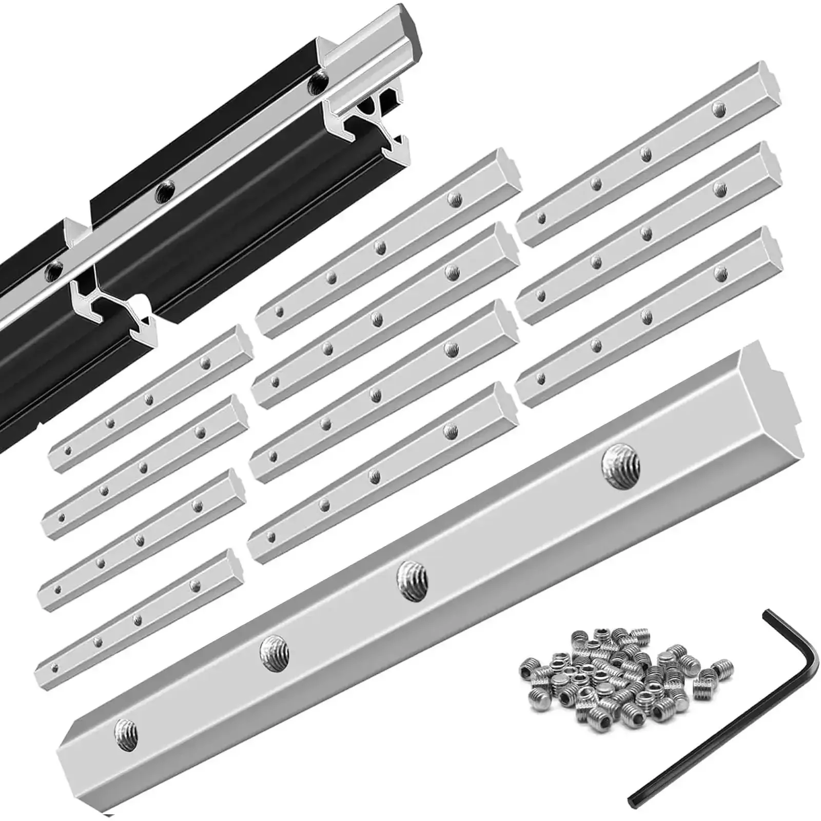 12 Pack 2020 Aluminum Extrusion Corner Brackets And Straight Connectors Kit With T Slot Screws For 8020 Aluminum Profile Frames And 3D Printer Builds Heavy Duty Silver
