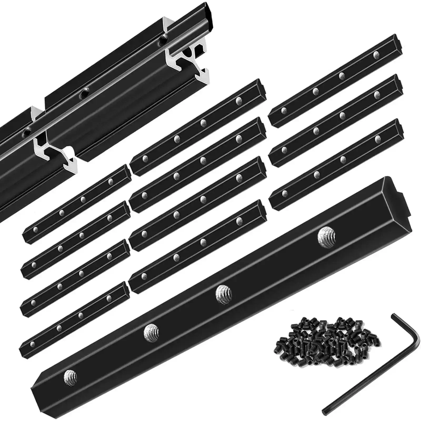 12 Pack 2020 Straight Connector Corner Bracket Joint Plates For 8020 Aluminum Extrusion V Slot T Slot Hardware With Screws And Wrench Black Finish Perfect For 3D Printer Builds And CNC Projects