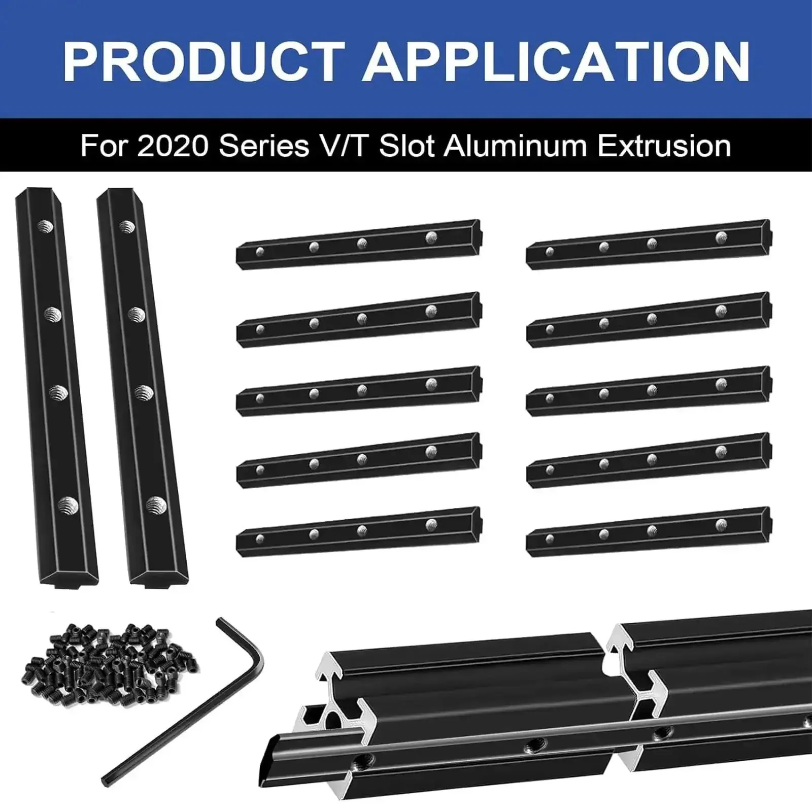 12 Pack 2020 Straight Connector Corner Bracket Joint Plates For 8020 Aluminum Extrusion V Slot T Slot Hardware With Screws And Wrench Black Finish Perfect For 3D Printer Builds And CNC Projects - Image 3