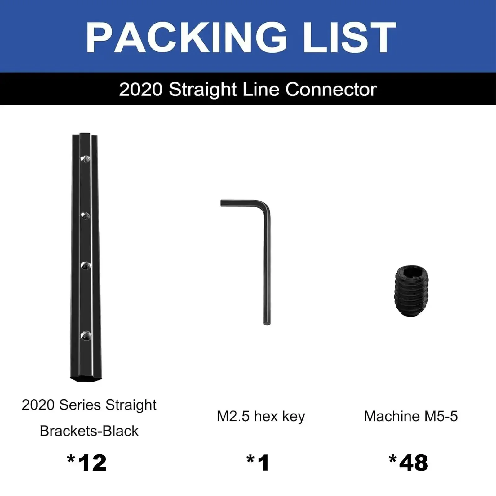 12 Pack 2020 Straight Connector Corner Bracket Joint Plates For 8020 Aluminum Extrusion V Slot T Slot Hardware With Screws And Wrench Black Finish Perfect For 3D Printer Builds And CNC Projects - Image 5