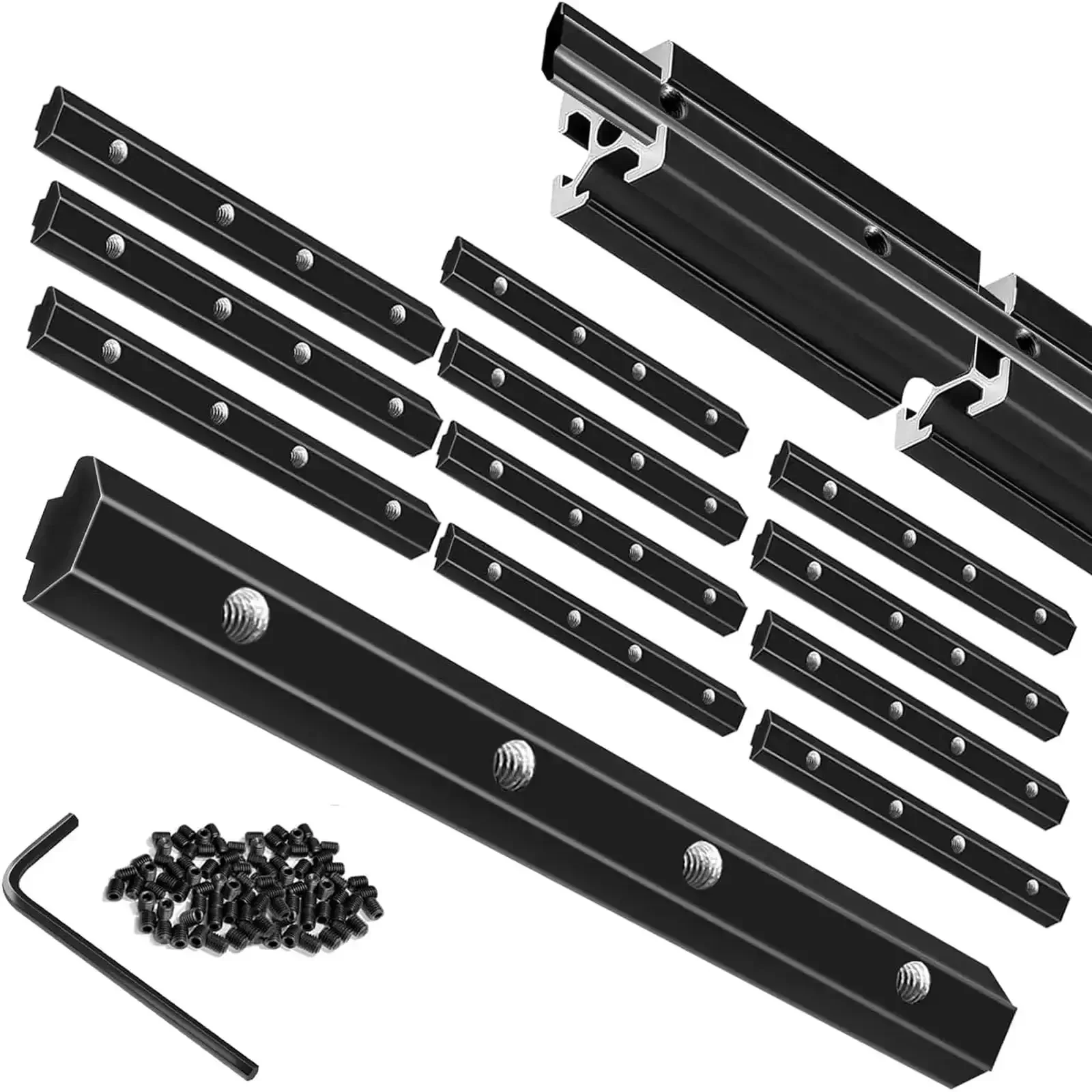12 Pack 4040 Straight Connector Corner Brackets Joint Plates With Screws And Wrench For Aluminum Extrusion 4040 T Slot And V Slot 3D Printer Accessories Black