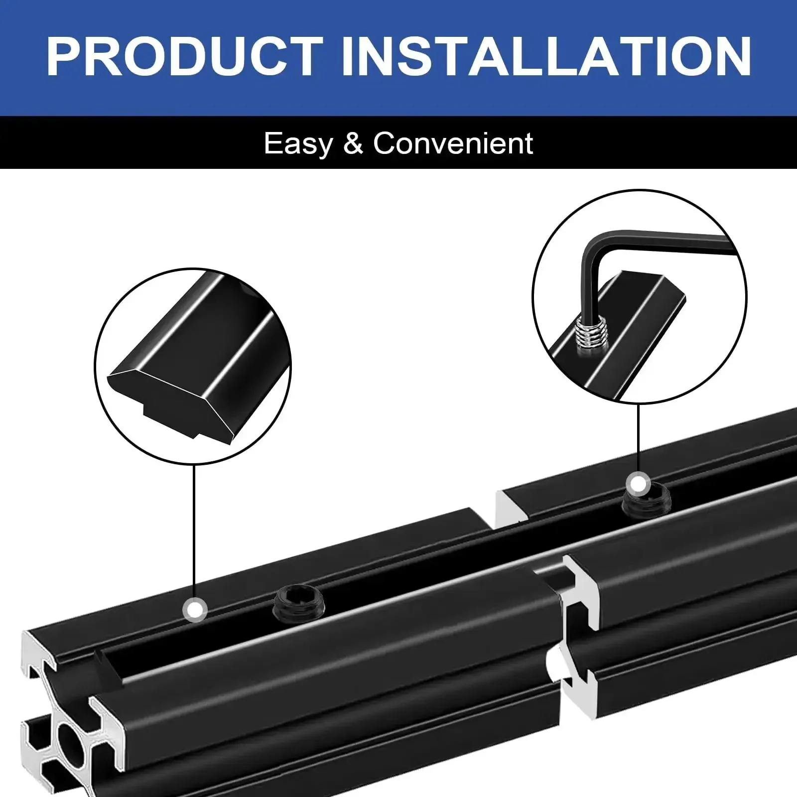 12 Pack 4040 Straight Connector Corner Brackets Joint Plates With Screws And Wrench For Aluminum Extrusion 4040 T Slot And V Slot 3D Printer Accessories Black - Image 4