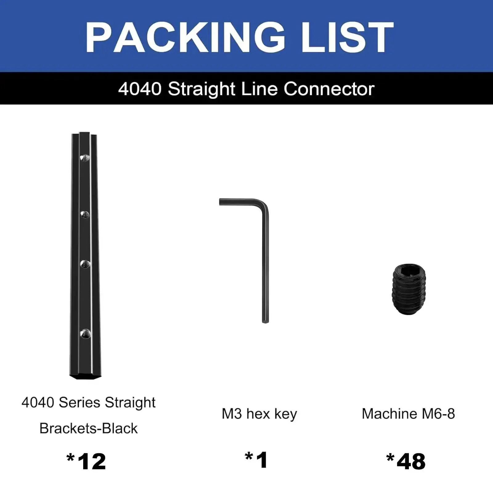 12 Pack 4040 Straight Connector Corner Brackets Joint Plates With Screws And Wrench For Aluminum Extrusion 4040 T Slot And V Slot 3D Printer Accessories Black - Image 6
