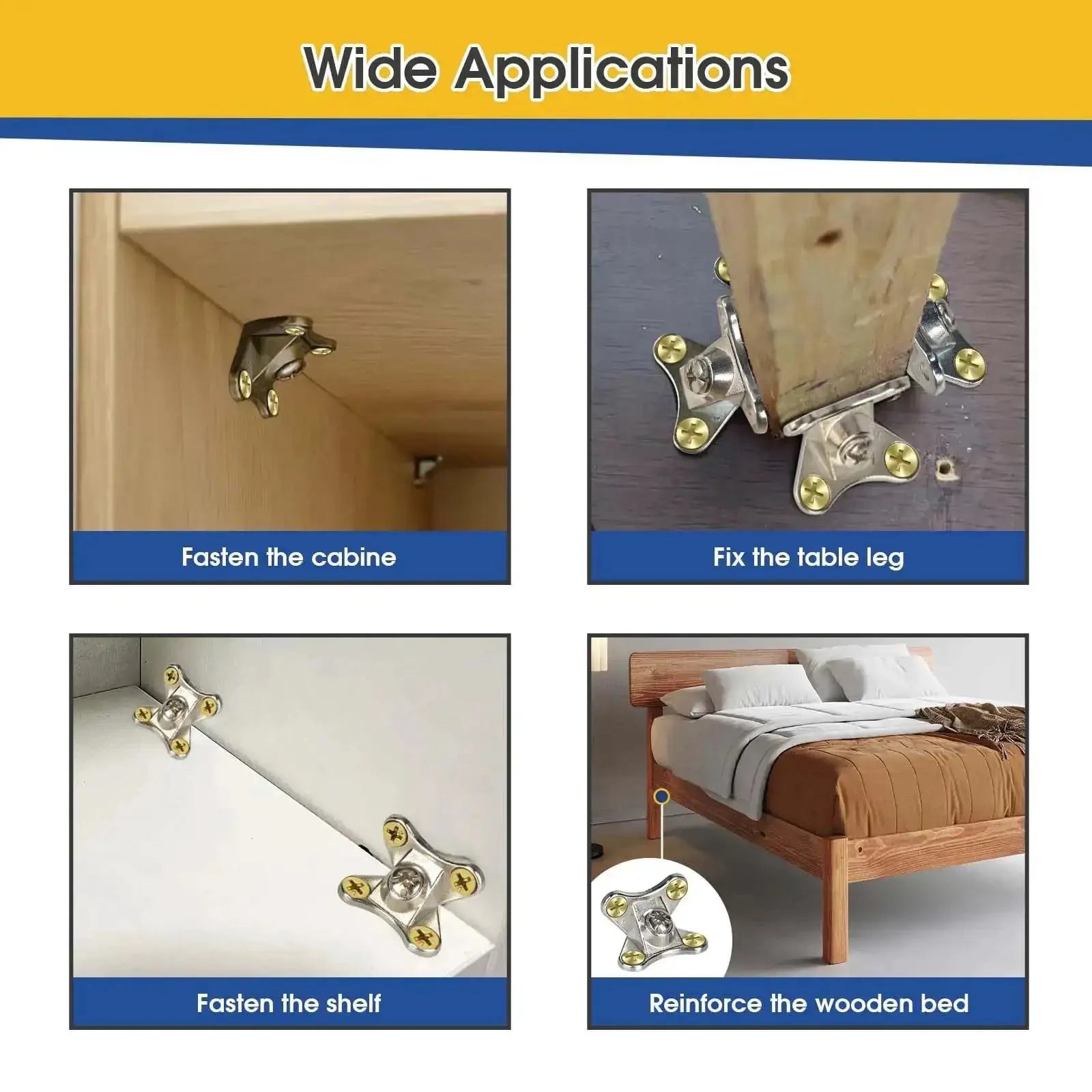 12 Pack Beefy Butterfly Corner Braces Set Detachable L Bracket Right Angle Support For Wood Furniture Cabinets Shelves Tables Chairs Beds Heavy Duty Built To Last Hardware Kit With Screws And Nuts - Image 2