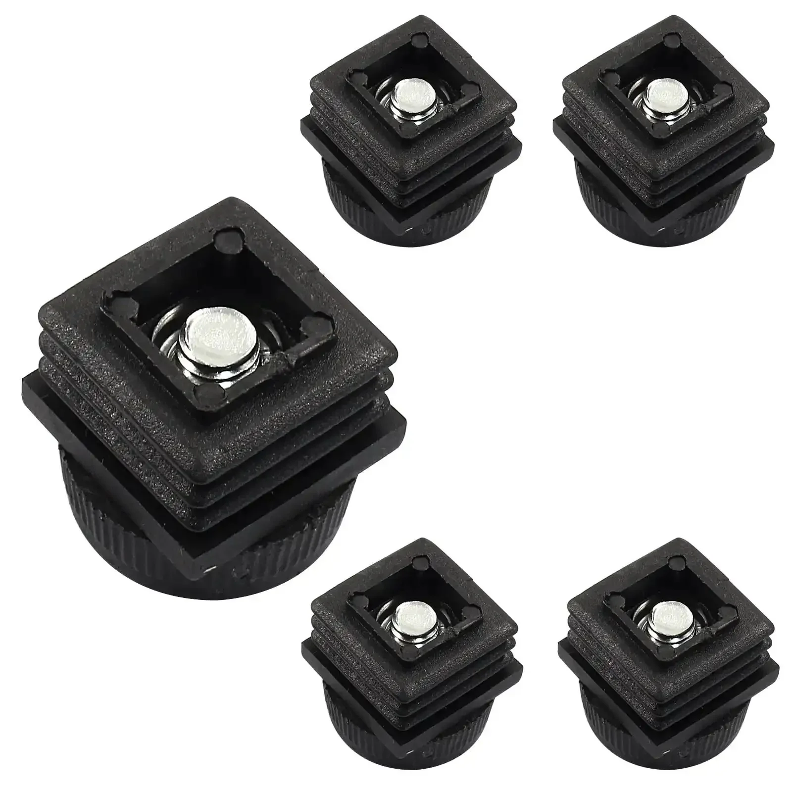 12 Pack Black Square Tube Insert Kits With Adjustable Feet For 1x1 Inch OD Square Pipe, Leveling Pads, M8 Thread, 14mm Screw, Durable Inserts For Framing, Racks, Stands And DIY Projects - Image 2