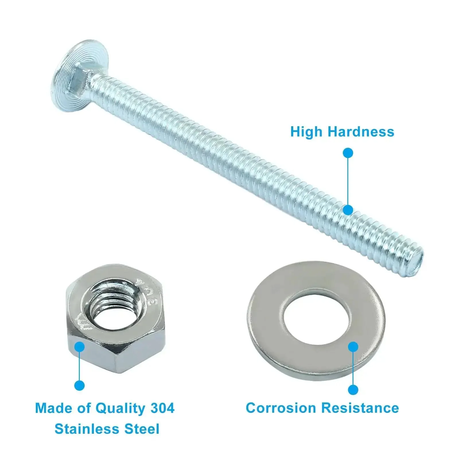 12 Pack Carriage Bolt Kit 1/4-20 X 3 Inch Galvanized Round Head Bolts With Nuts And Washers Full Thread Heavy Duty Hardware Set For Furniture TV Mounts And Indoor Outdoor Projects - Image 4