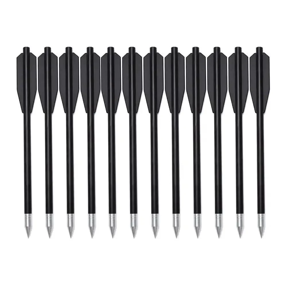 12 Pack Crossbow Bolts 6.3 Inch Black Plastic Shaft Arrows With Aluminum Point Tip For Small Crossbows, Durable Target Practice Bolts With Black Vanes, Safe To Use But Do Not Shoot At People - Image 4