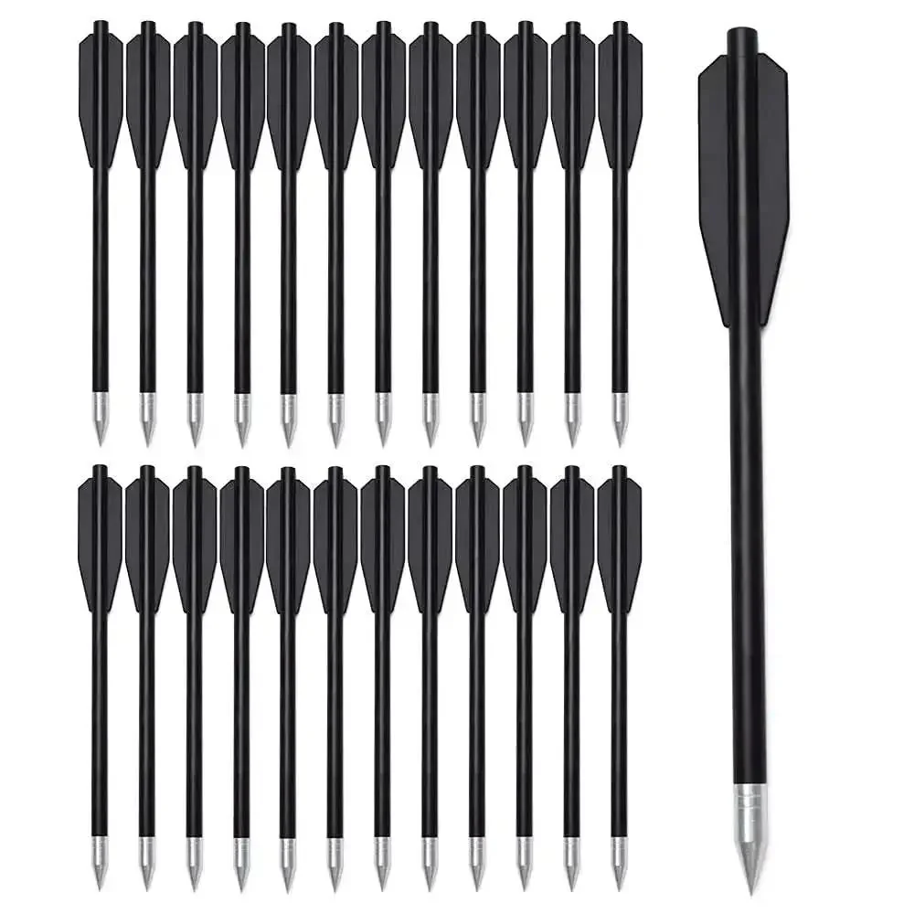 12 Pack Crossbow Bolts 6.3 Inch Black Plastic Shaft Arrows With Aluminum Point Tip For Small Crossbows, Durable Target Practice Bolts With Black Vanes, Safe To Use But Do Not Shoot At People - Image 5
