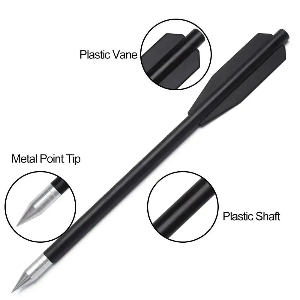 12 Pack Crossbow Bolts 6.3 Inch Black Plastic Shaft Arrows With Aluminum Point Tip For Small Crossbows, Durable Target Practice Bolts With Black Vanes, Safe To Use But Do Not Shoot At People - Image 8