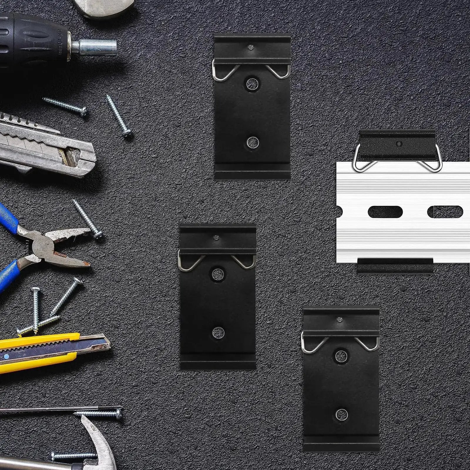12 Pack Din Rail Mounting Clips One Point Oh Eight Inch Wide Snap In Universal Black Aluminum Alloy Relay Clips for 35mm Din Rail Switches and Injectors Durable Easy Install Great for Electrical Panels and Enclosures - Image 2