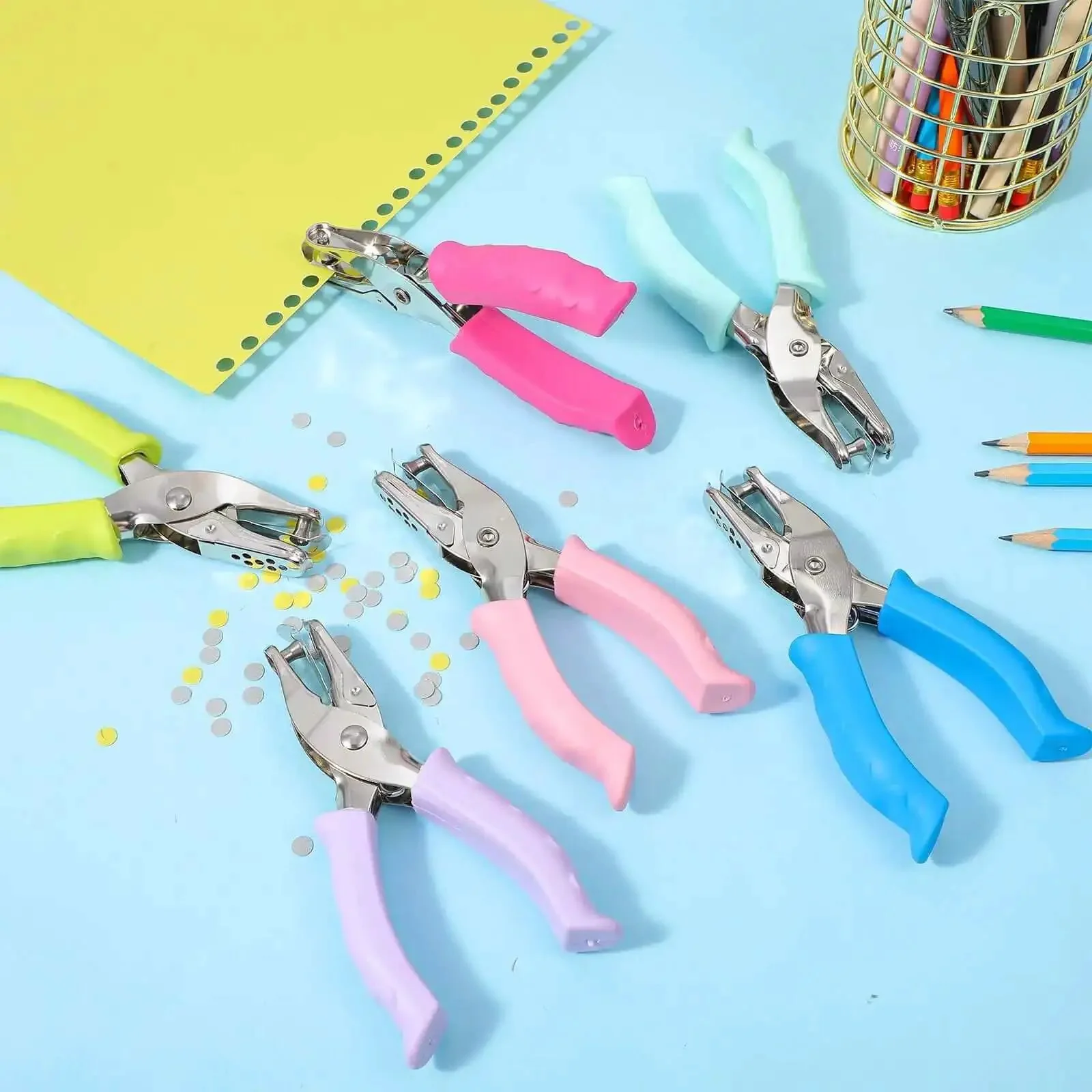 12 Pack Dope Cushioned Grip Single Hole Paper Punch Heavy Duty Hand Tool For Greeting Cards Scrapbooks Notebooks Craft Paper And DIY Invitations Perfect For Card Making Scrapbooking Invitations And Creative Projects - Image 3