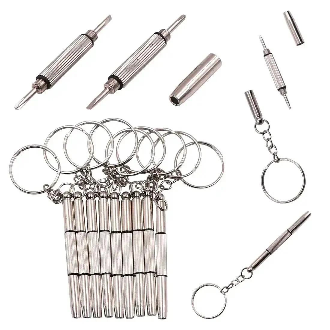 12 Pack Eyeglass Screwdriver Keychain Set Mini 3 In 1 Flat Phillips Hex Drivers Pocket Size For Eyeglasses Frames Nose Pads Cleaning And Repair Watches Jewelry Portable Tool Kit